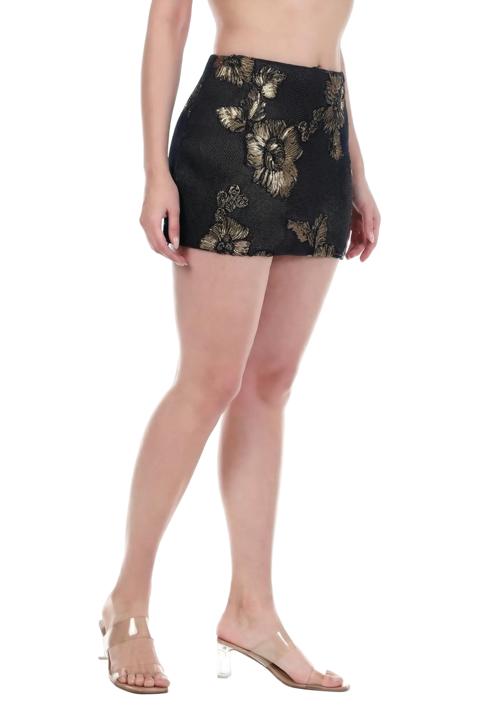 Midnight Bloom Embroidered Mini Skirt