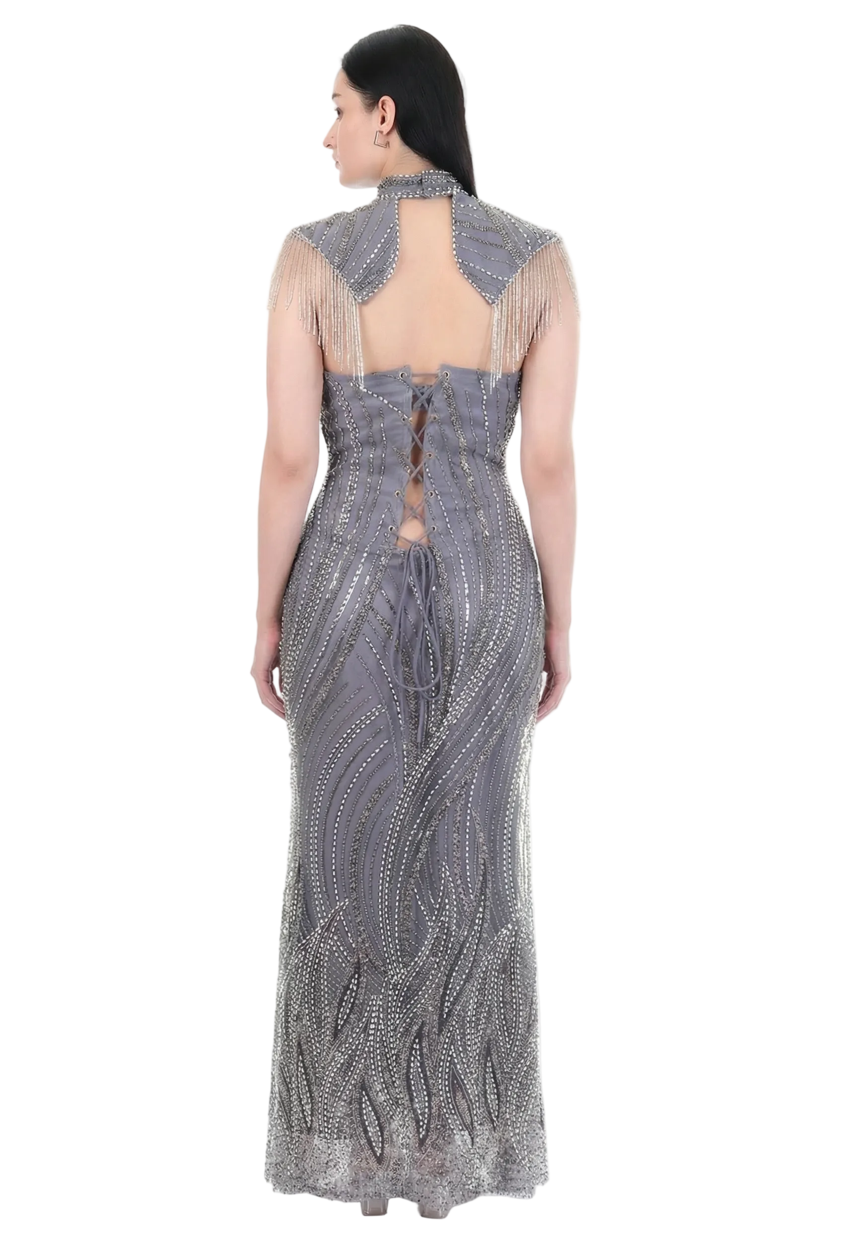 Celeste Crystal Gown With Cape