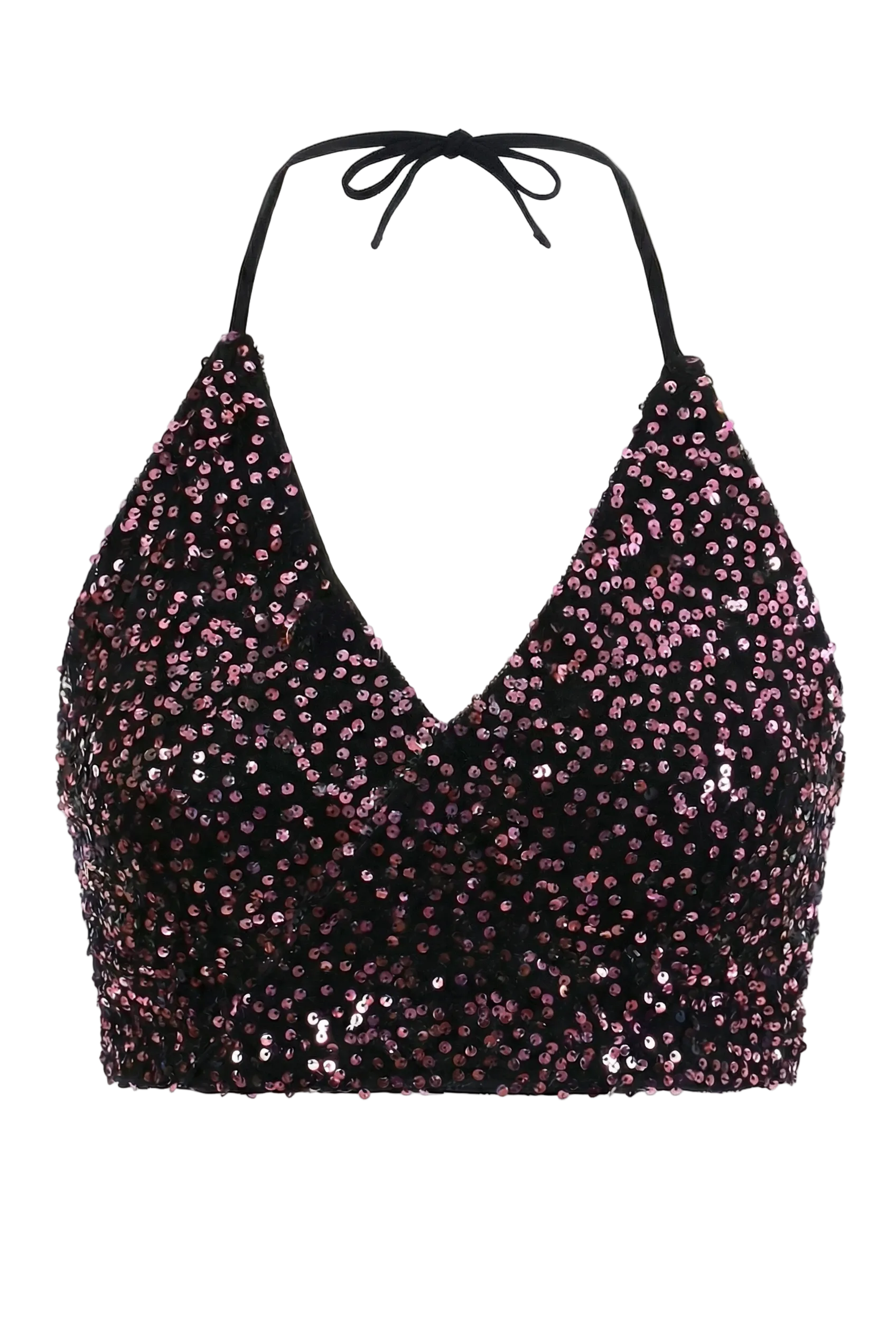 Midnight Sparkle Halter Sequin Top