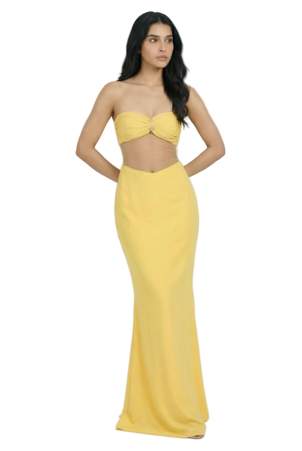 Strapless Embellished Evening Gown