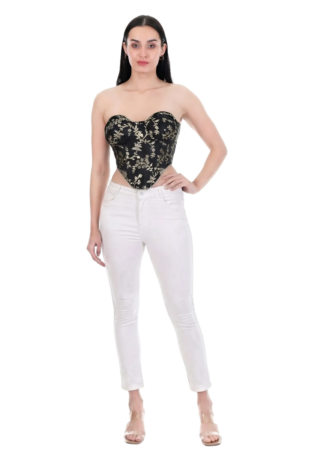 Noir Botanica Embroidered Corset Top