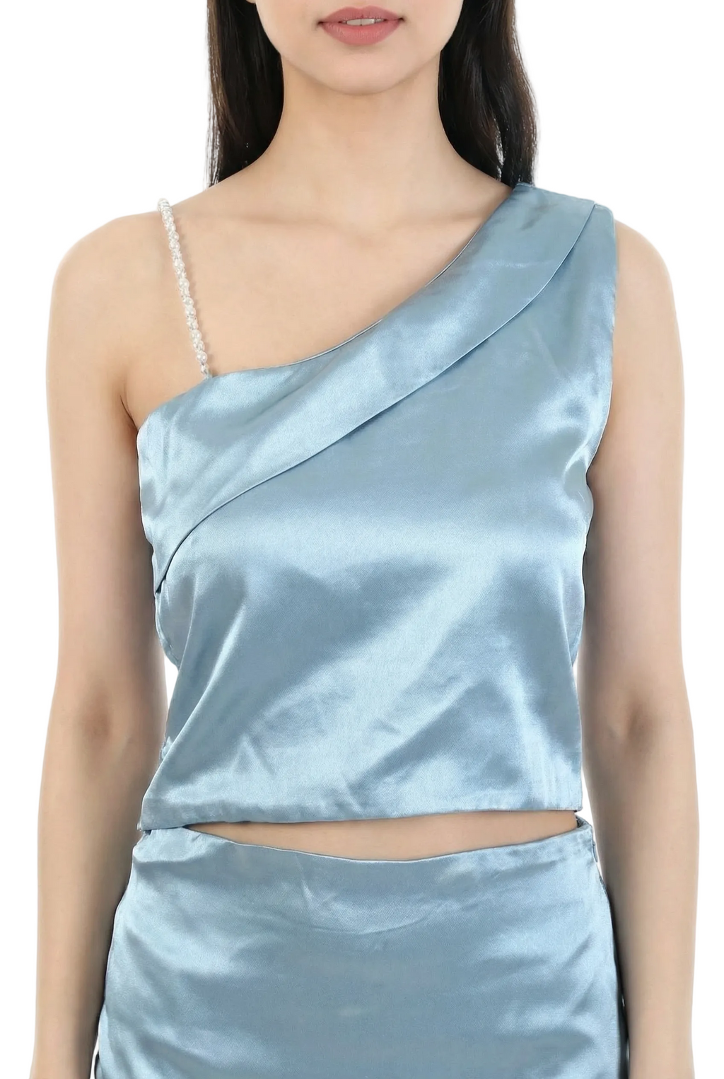 Ice Satin Pearl Shoulder Top