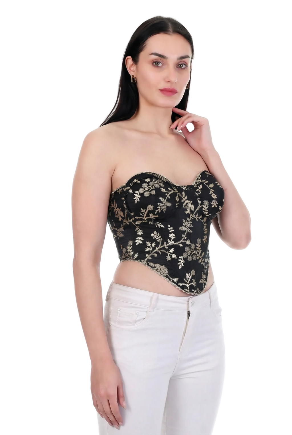 Noir Botanica Embroidered Corset Top