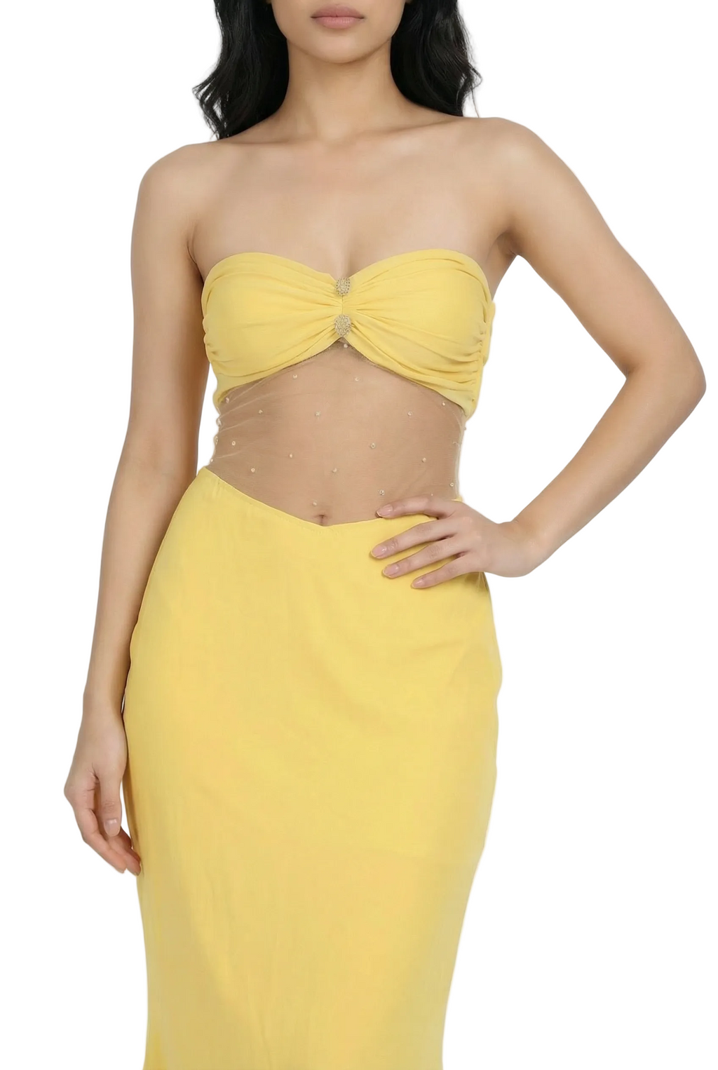 Strapless Embellished Evening Gown