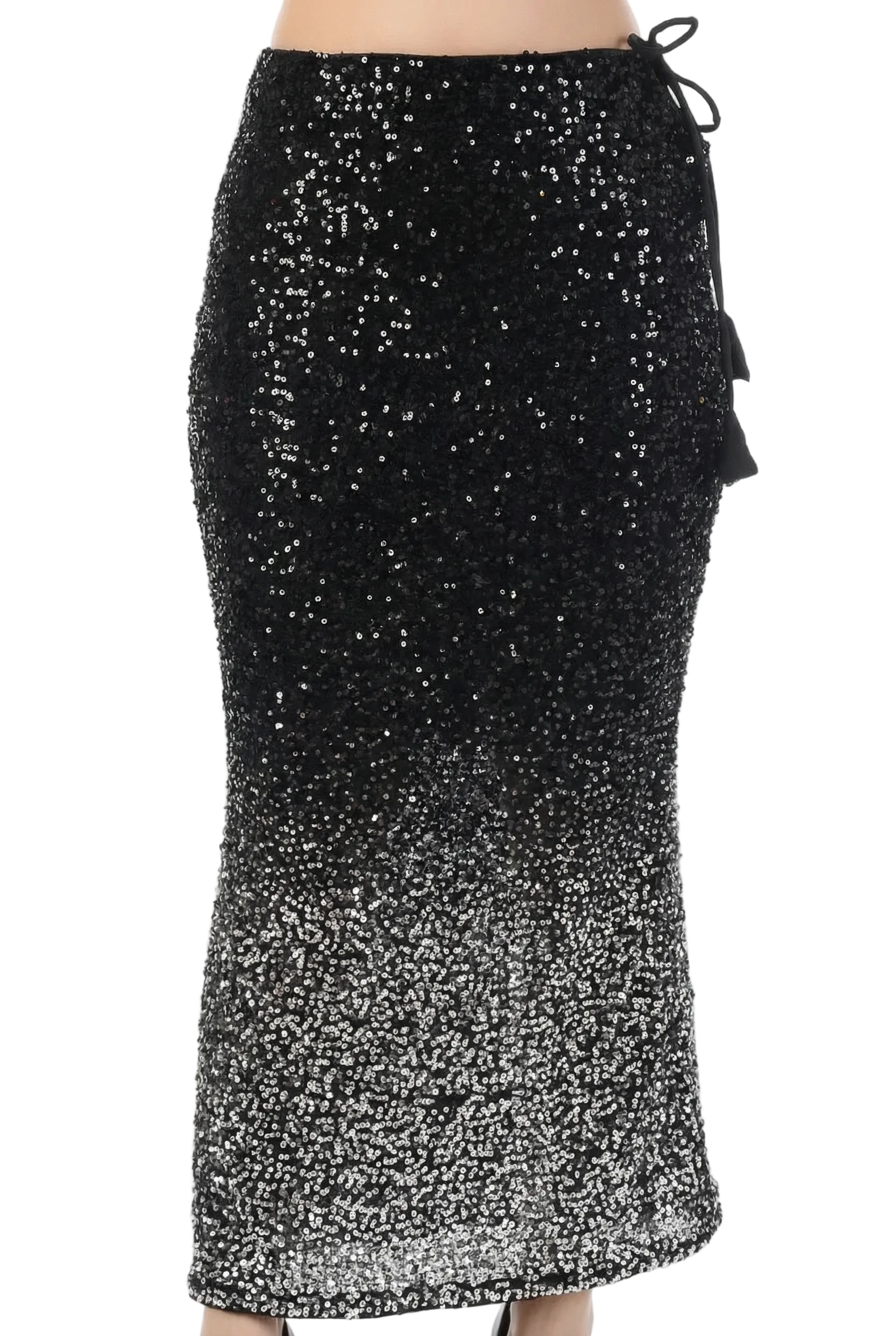 Black-Silver Sequin Skirt