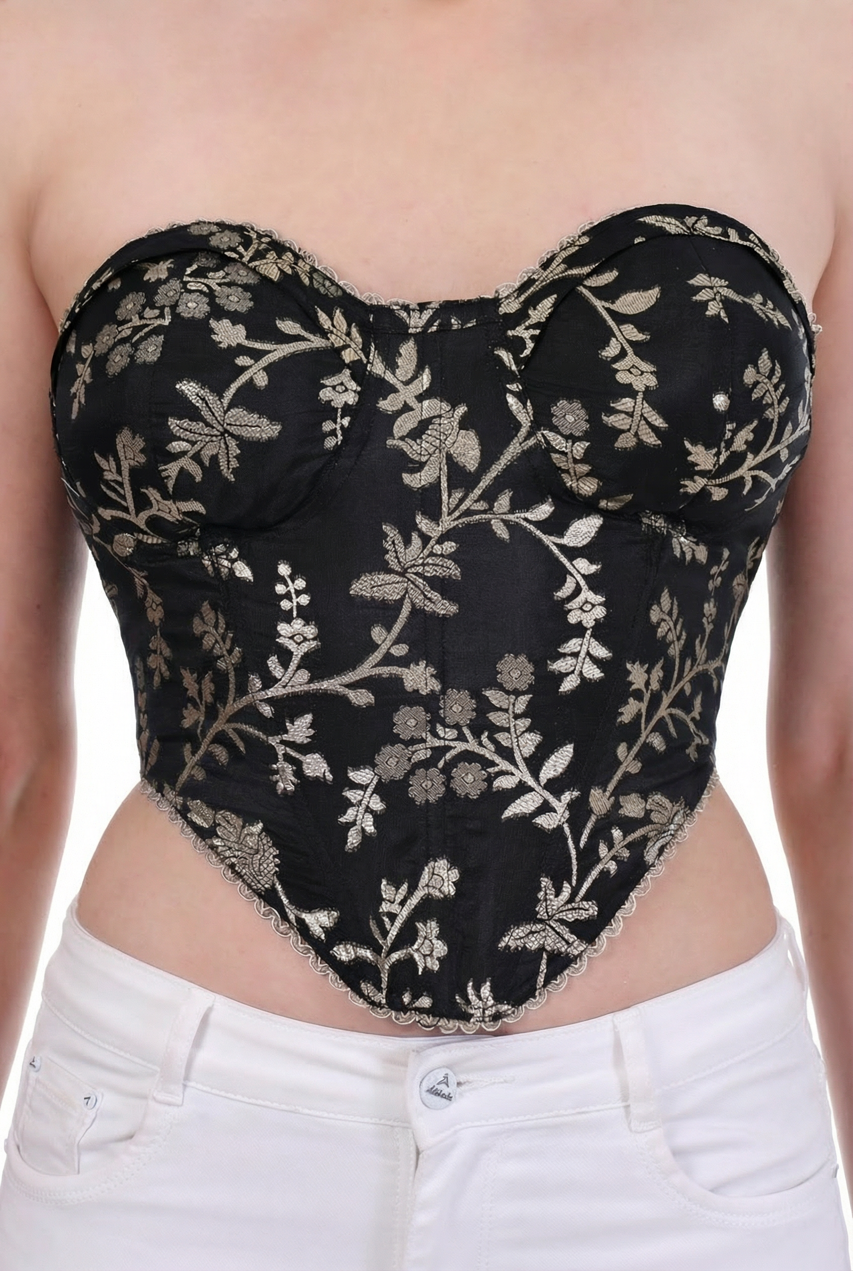Noir Botanica Embroidered Corset Top