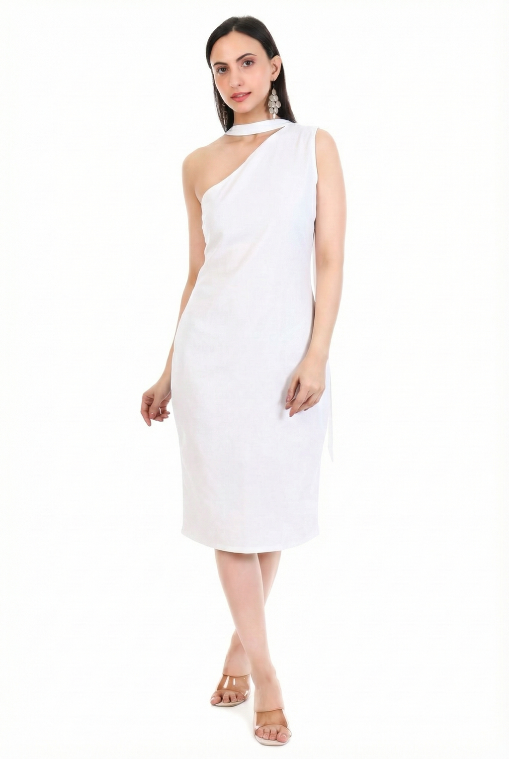 Midnight Curve One-Shoulder Midi Dress