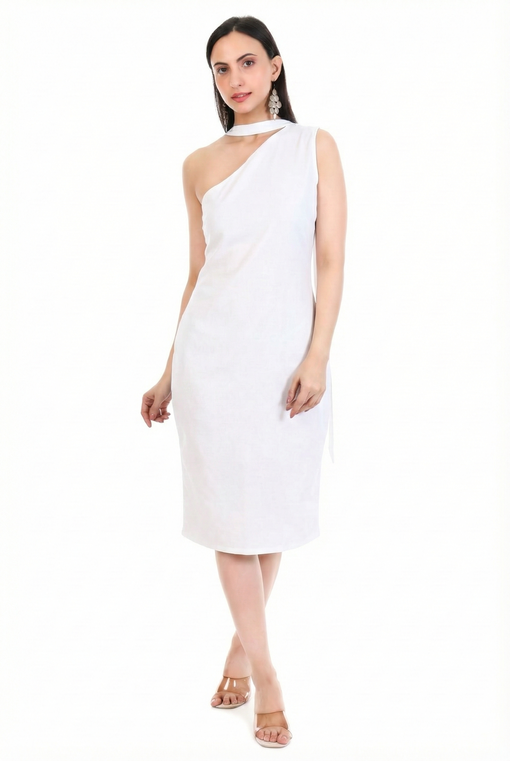 Midnight Curve One-Shoulder Midi Dress