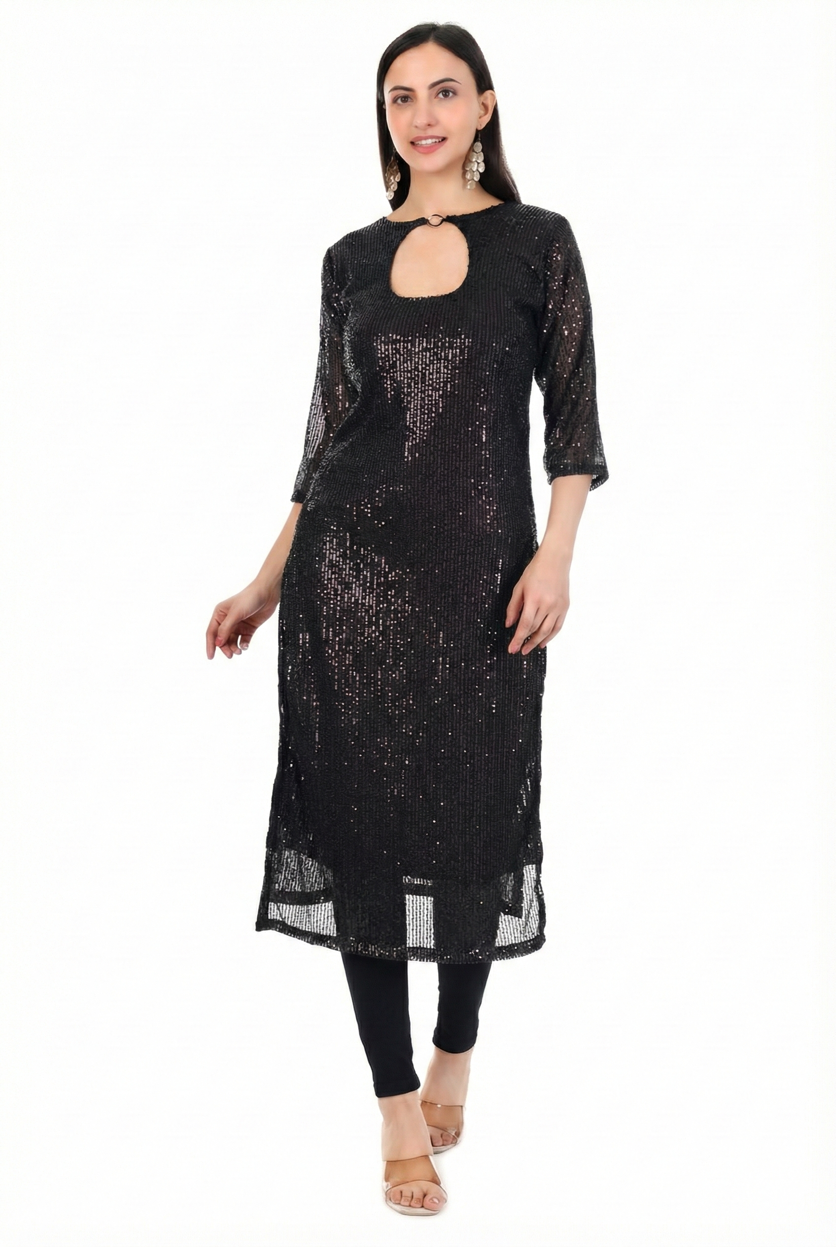 Burgundy Sequin Keyhole Kurti