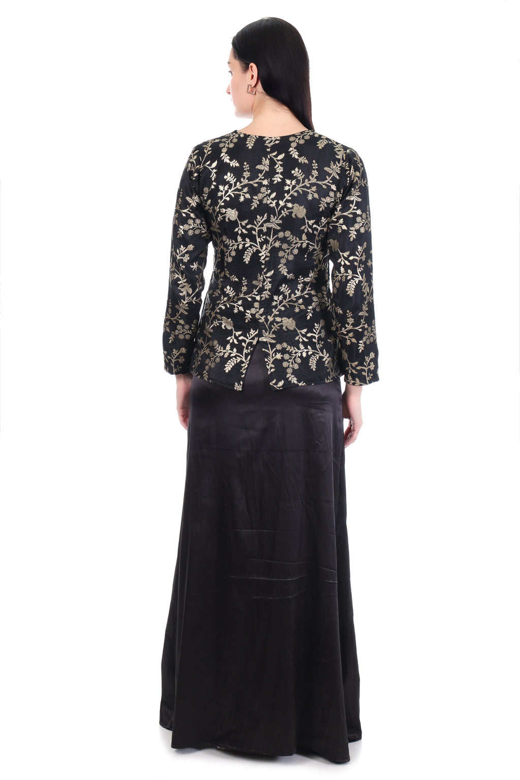 Noir Zariya Embroidered Jacket & Skirt Set