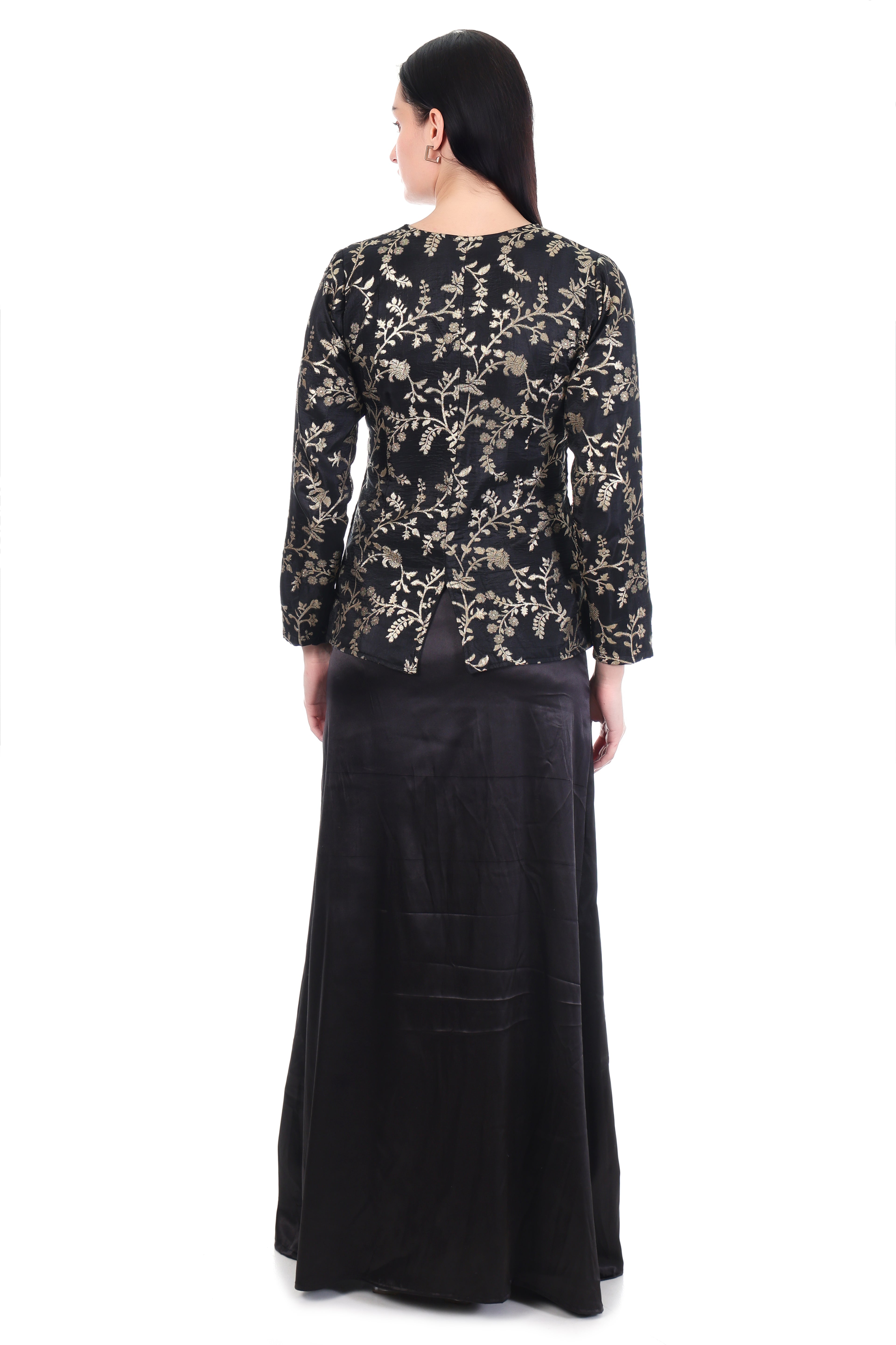 Noir Zariya Embroidered Jacket & Skirt Set