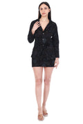 Noir Multi Shimmer Blazer Skirt Co-ord Set