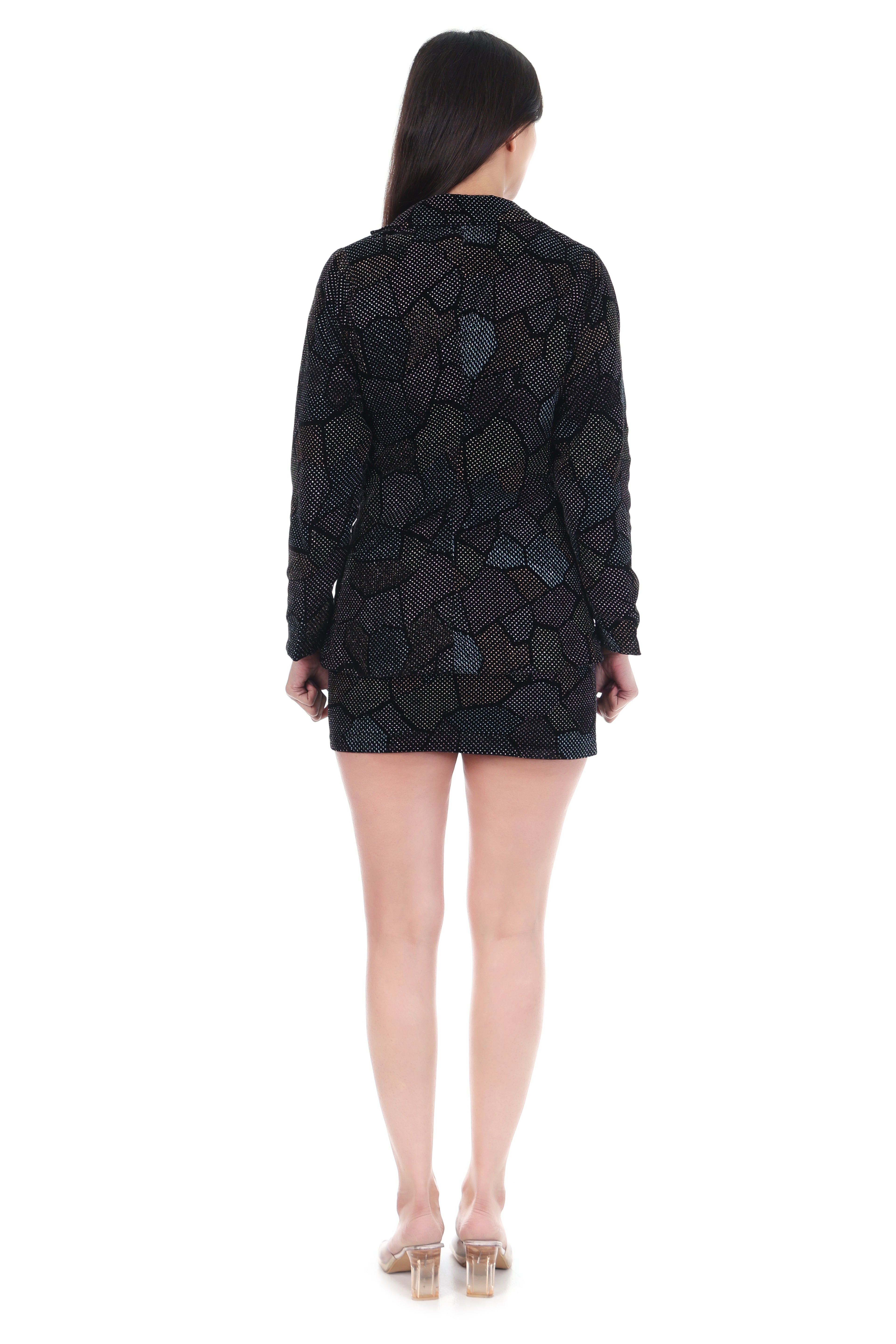Noir Multi Shimmer Blazer Skirt Co-ord Set