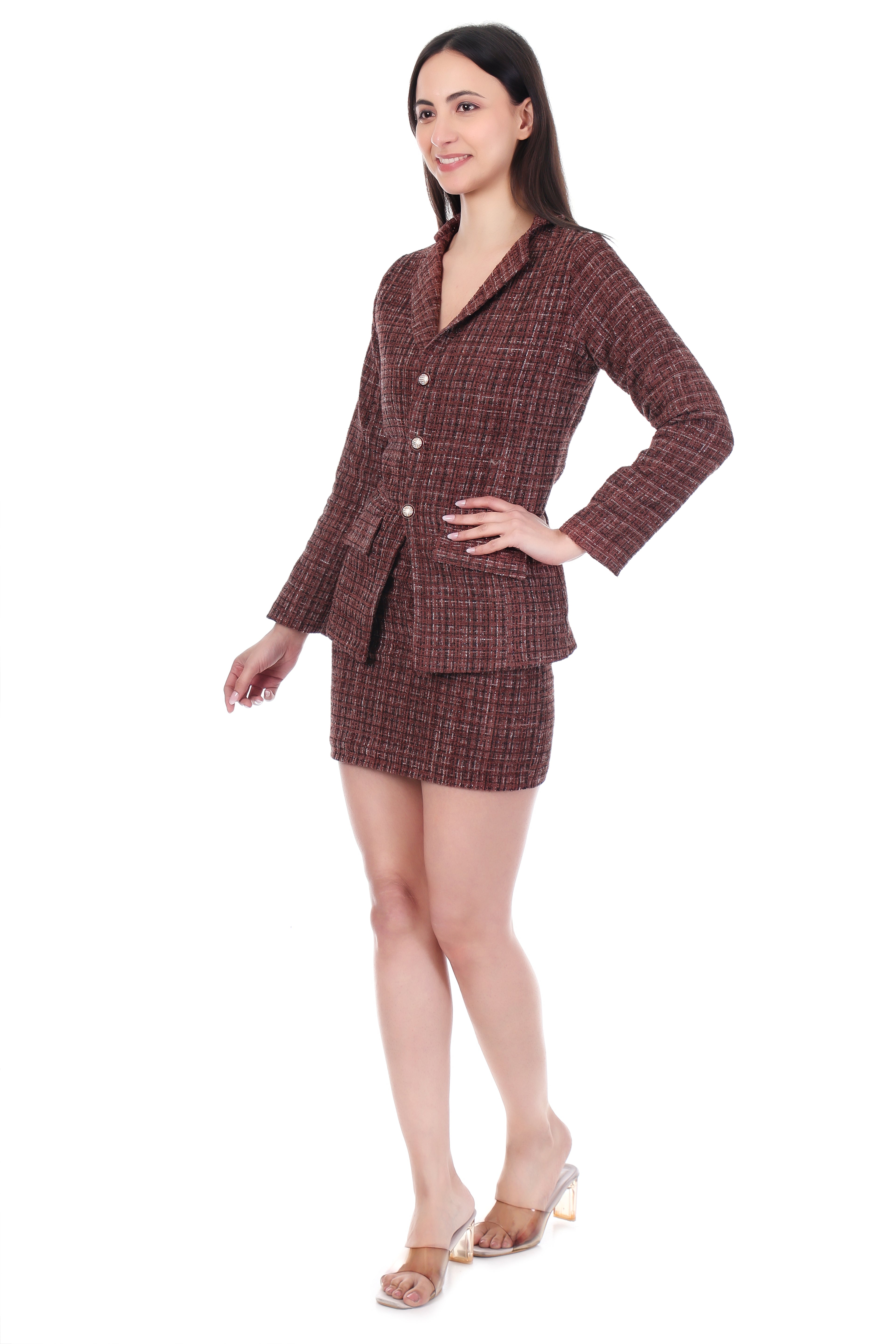 Brunelle Textured Blazer Skirt Co-ord Set