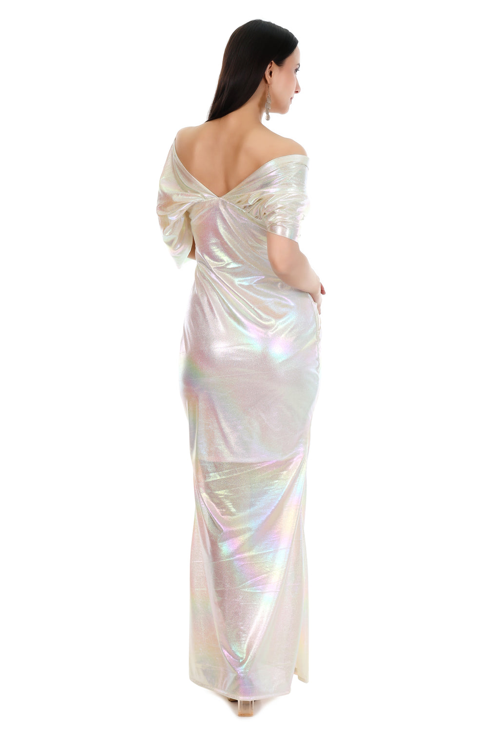 Iridescent Aura Off-Shoulder Gown
