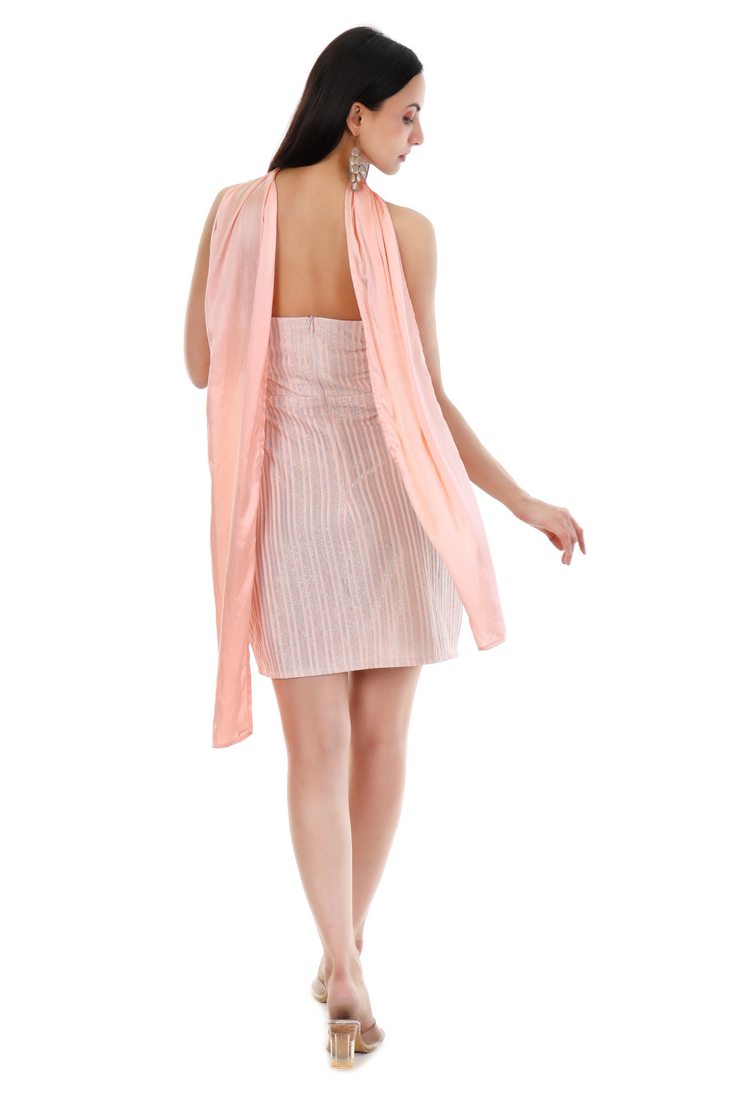Blush Aura Strapless Scarf Dress