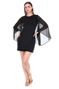 Noir Winged Sleeve Mini Dress