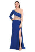 Royal Crest One-Shoulder Gown