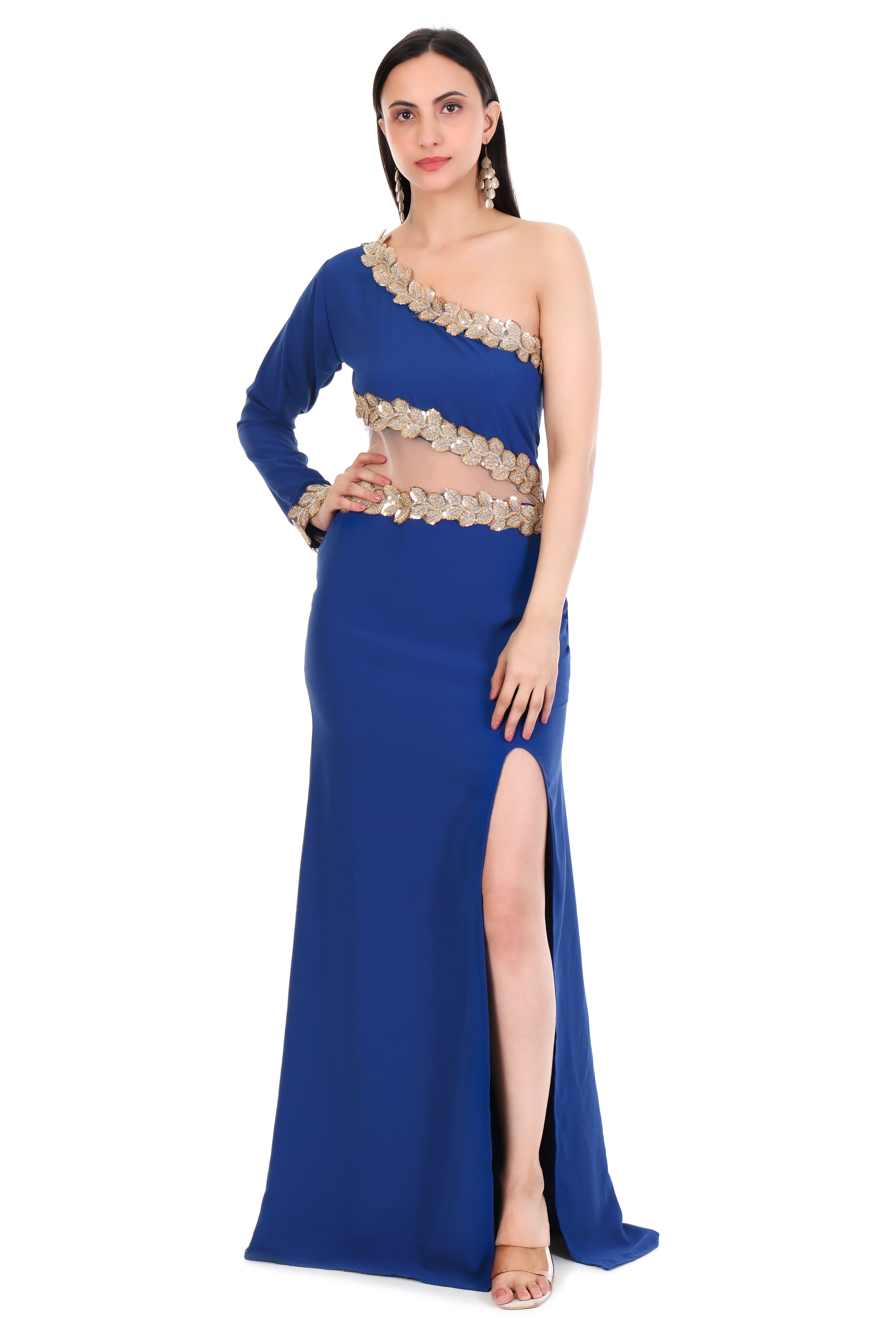 Royal Crest One-Shoulder Gown