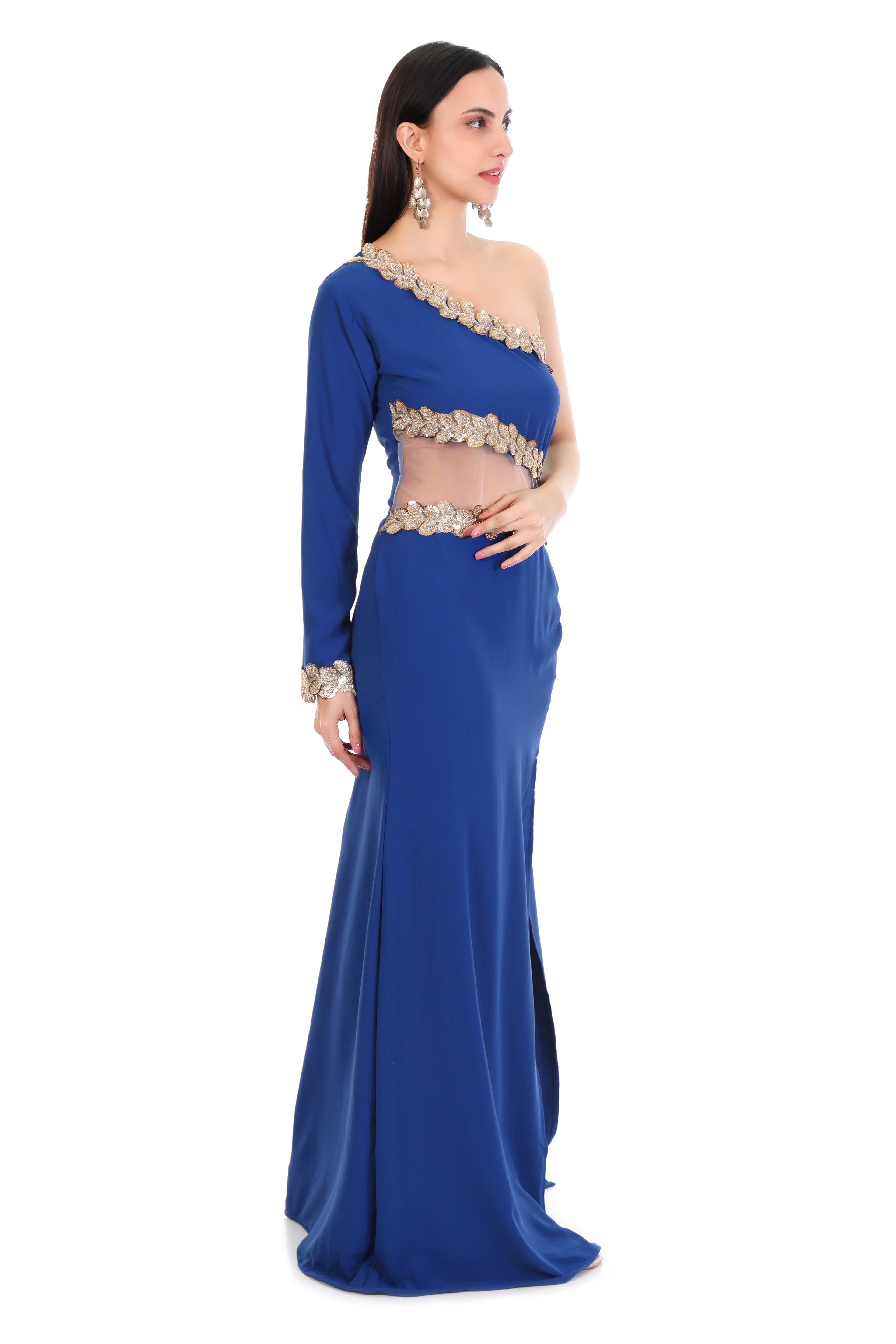 Royal Crest One-Shoulder Gown