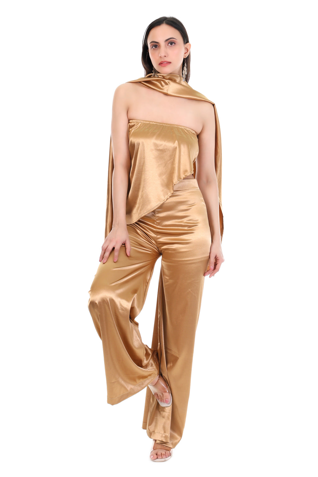 Golden Drift Satin Co-Ord Set