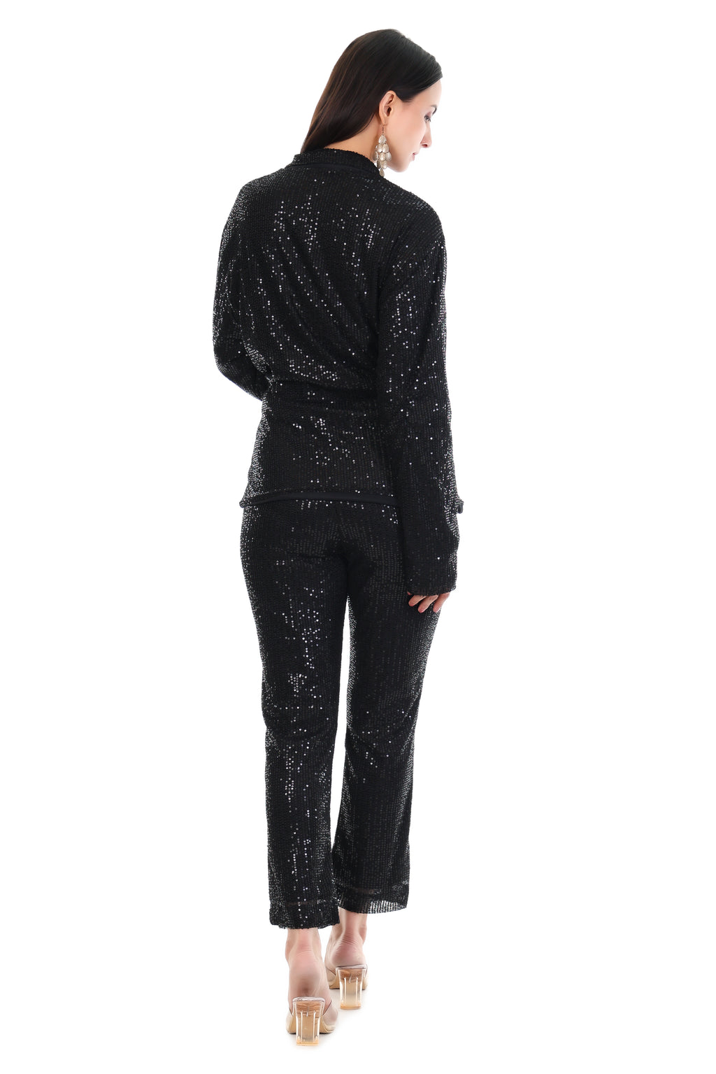 Black Sequin Wrap-Style Co-Ord Set