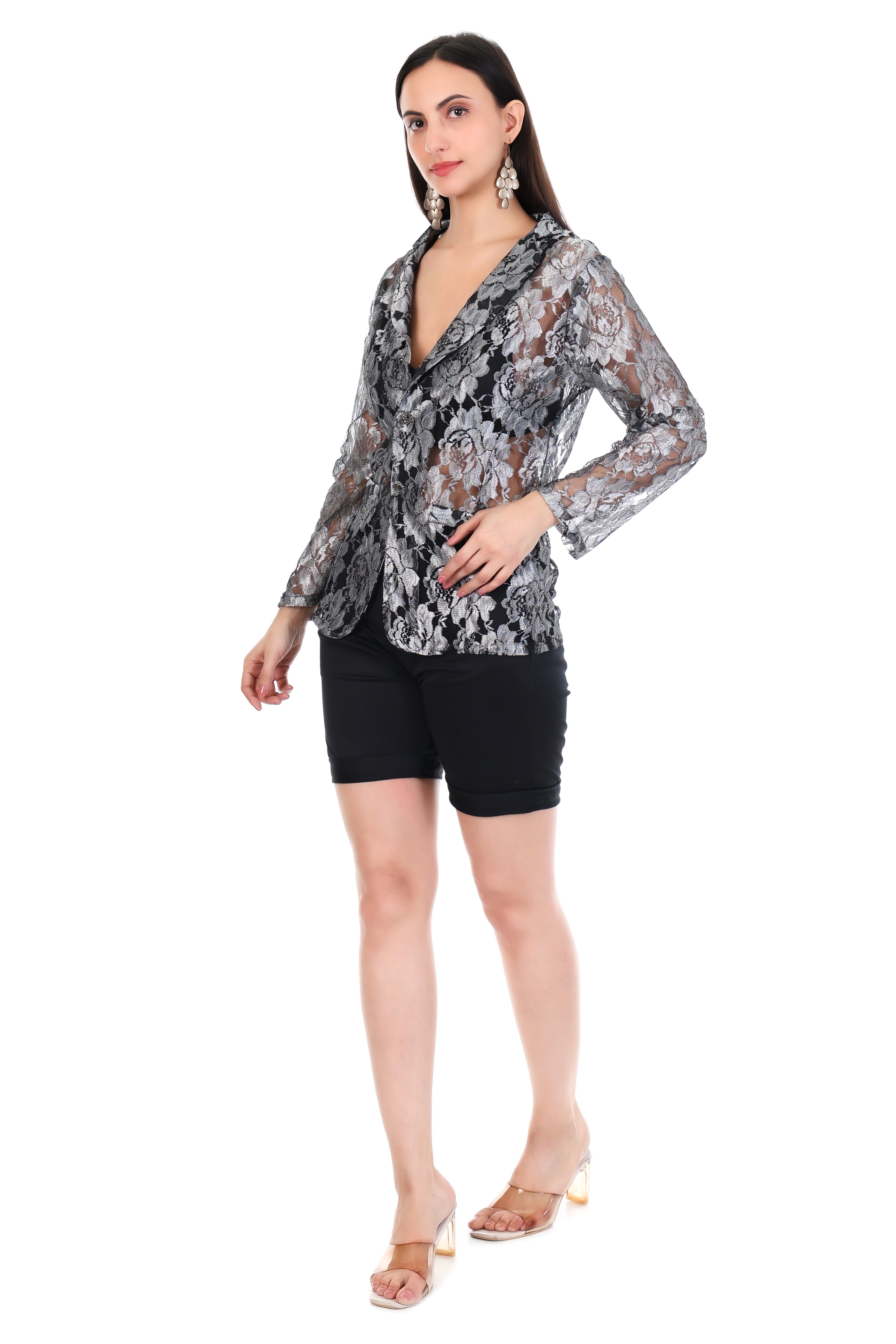 Silver Whisper Lace Co-Ord Set