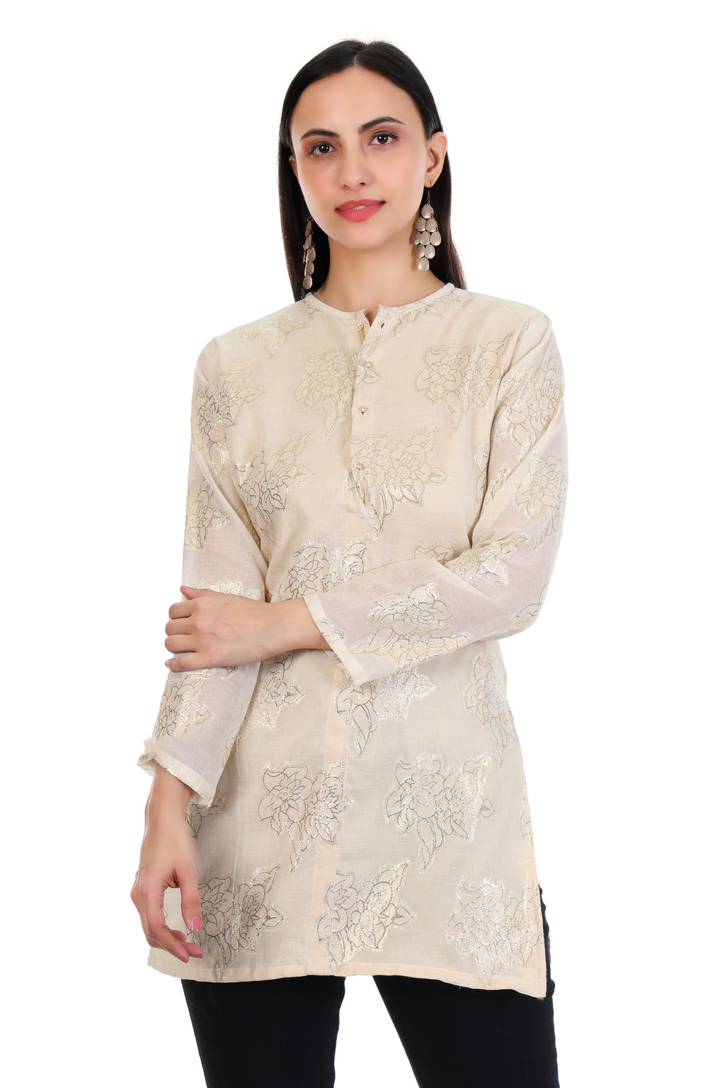 Ivory Bloom Embroidered Kurti