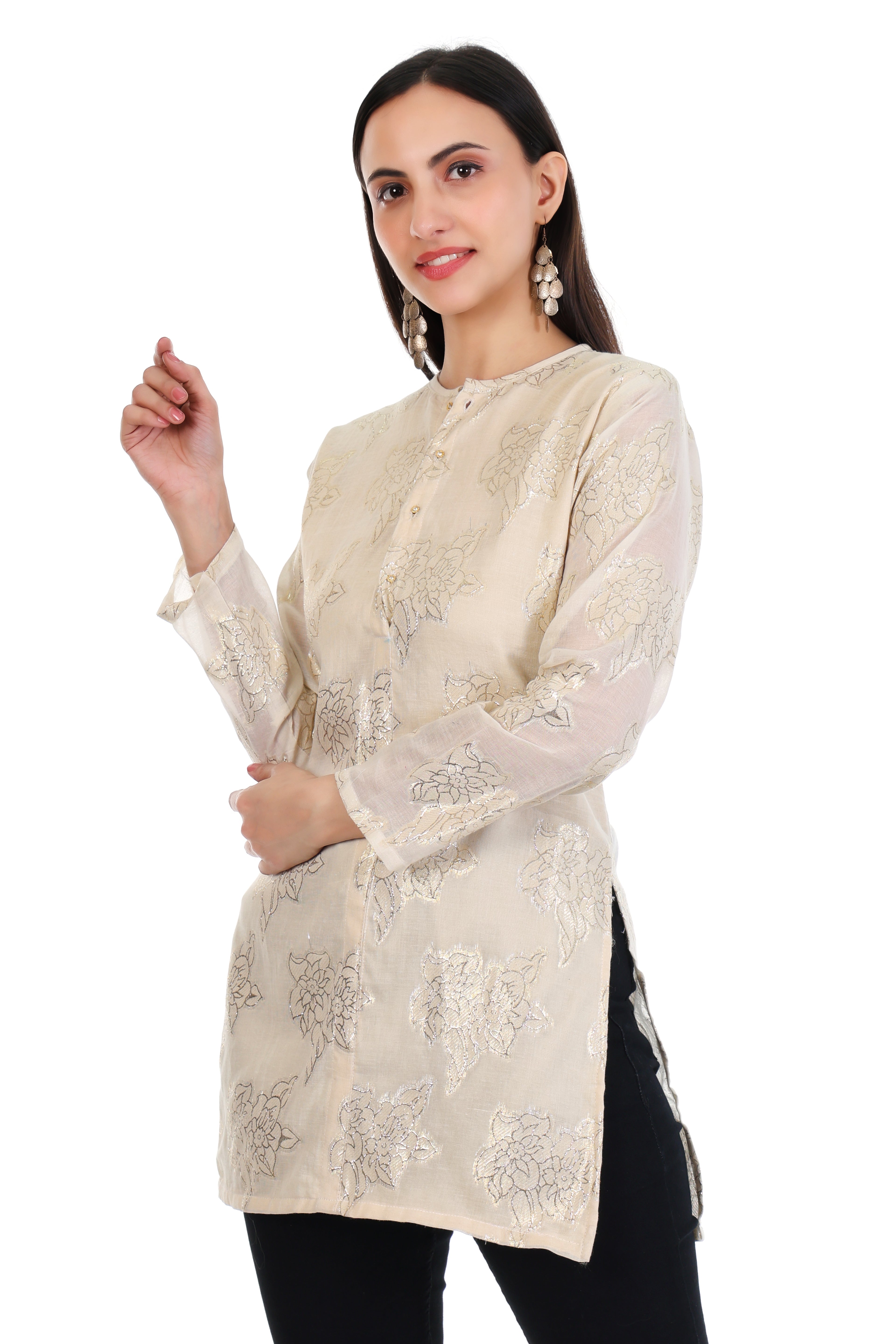 Ivory Bloom Embroidered Kurti