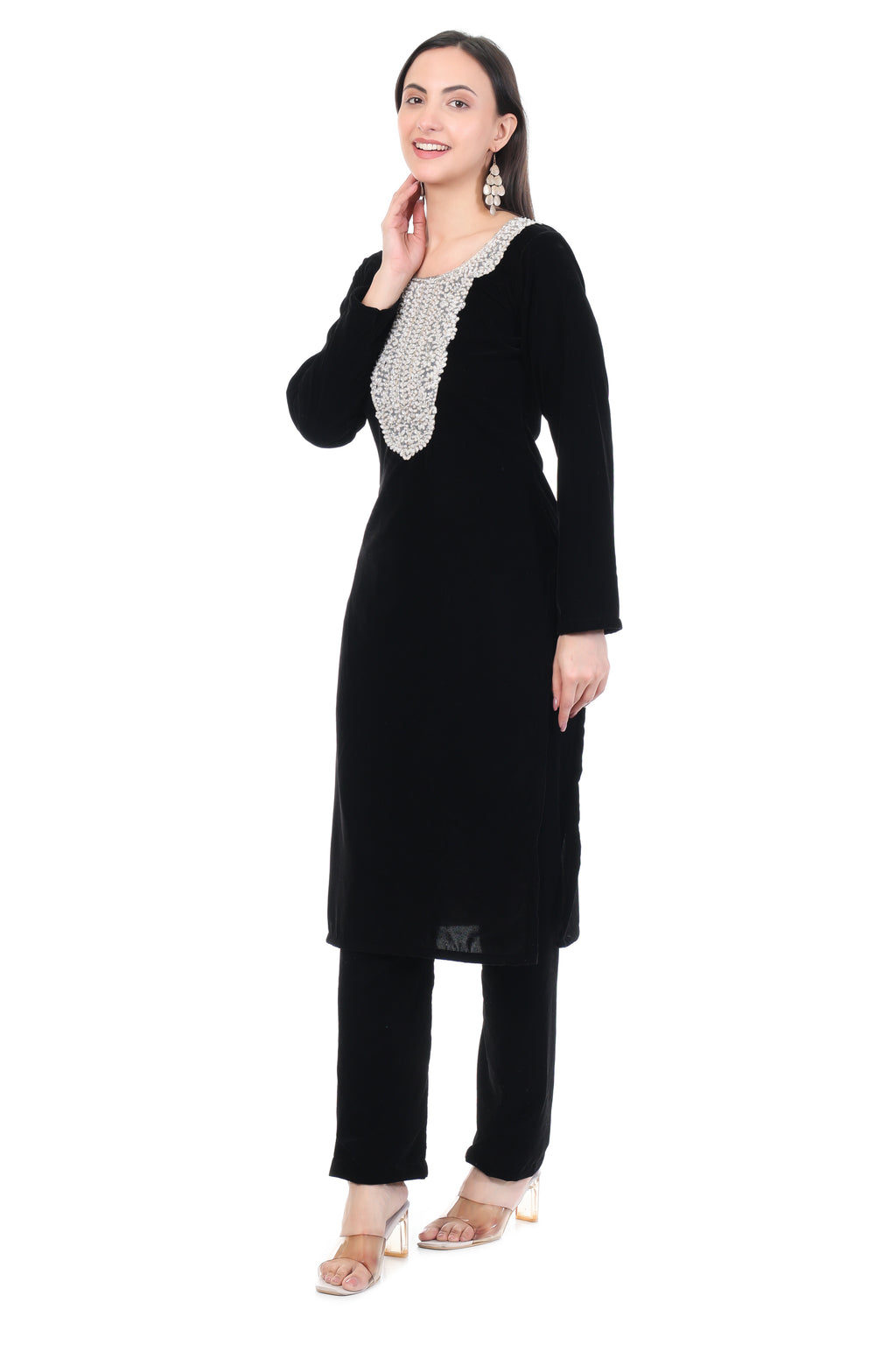 Black Pearl Embroidered Kurta Set