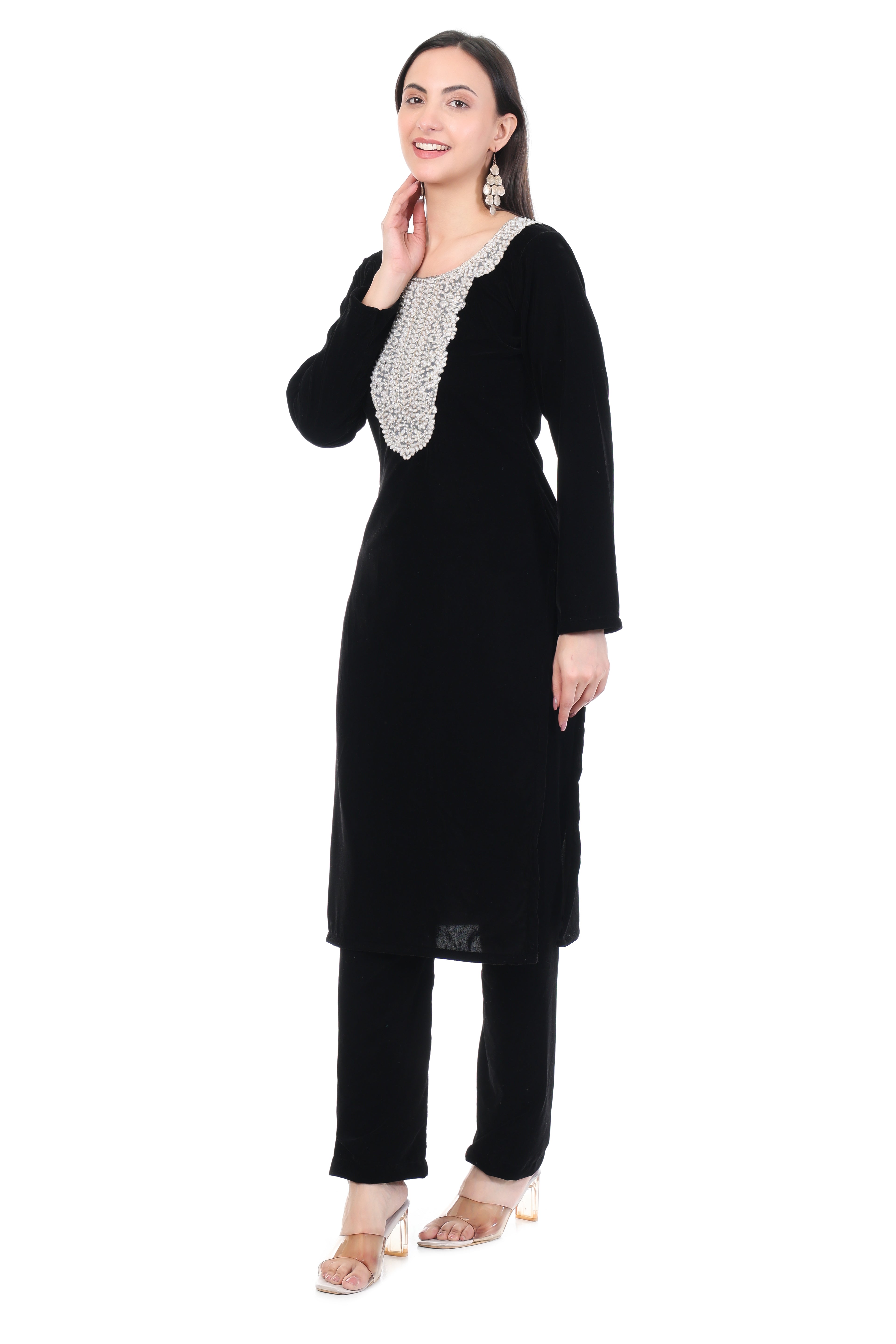 Black Pearl Embroidered Kurta Set