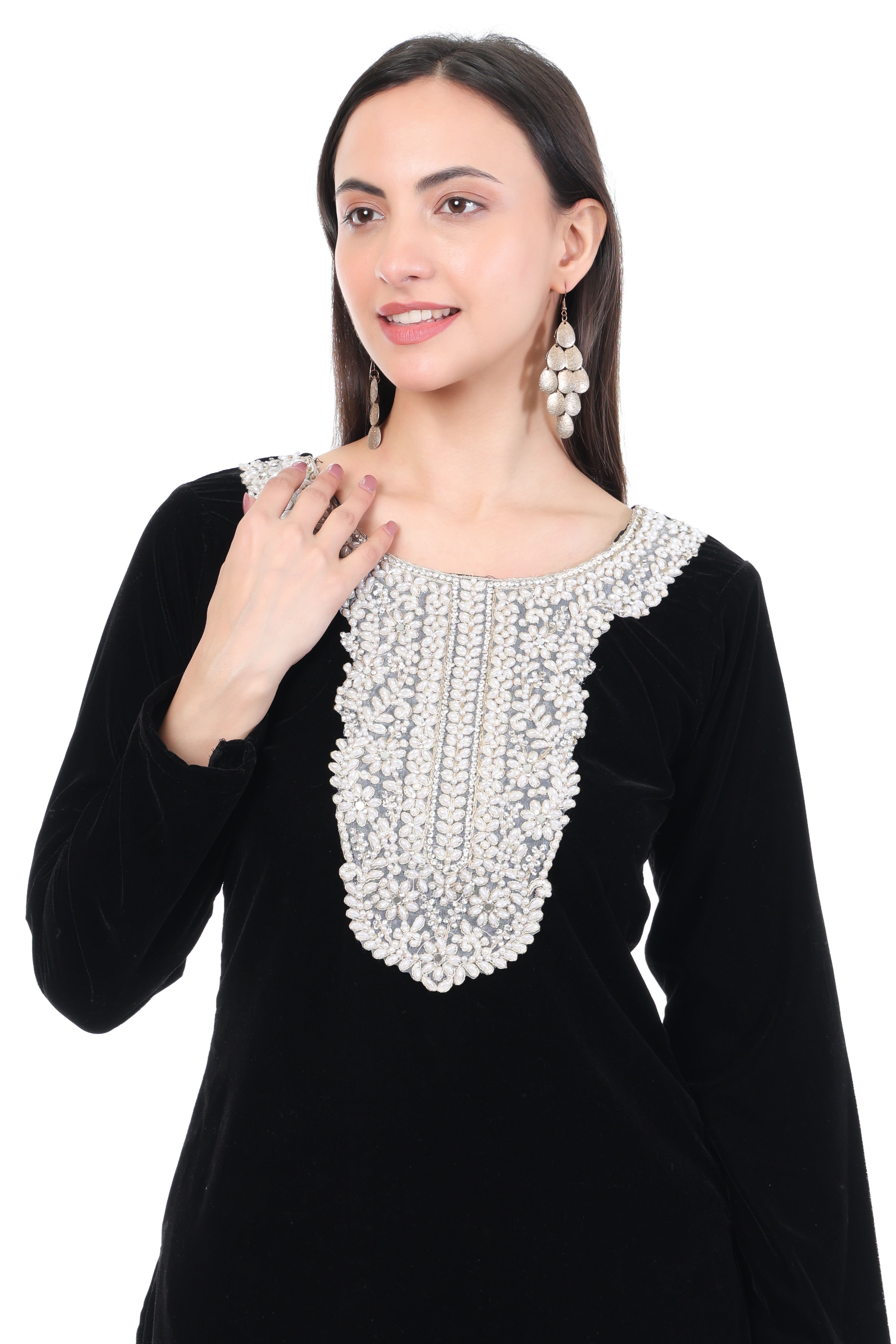 Black Pearl Embroidered Kurta Set