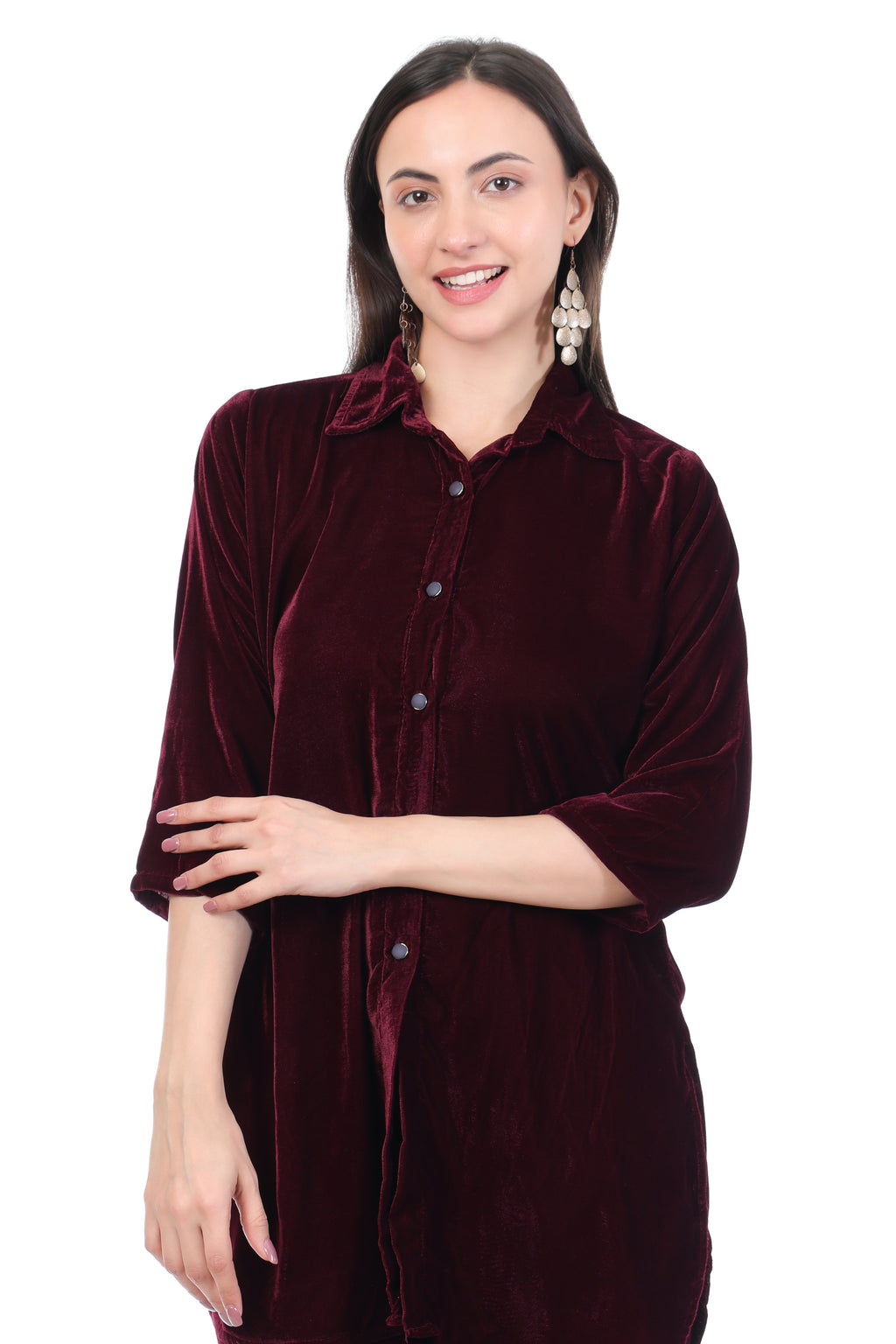 Wine Velvet Relaxing Co-ord Set
