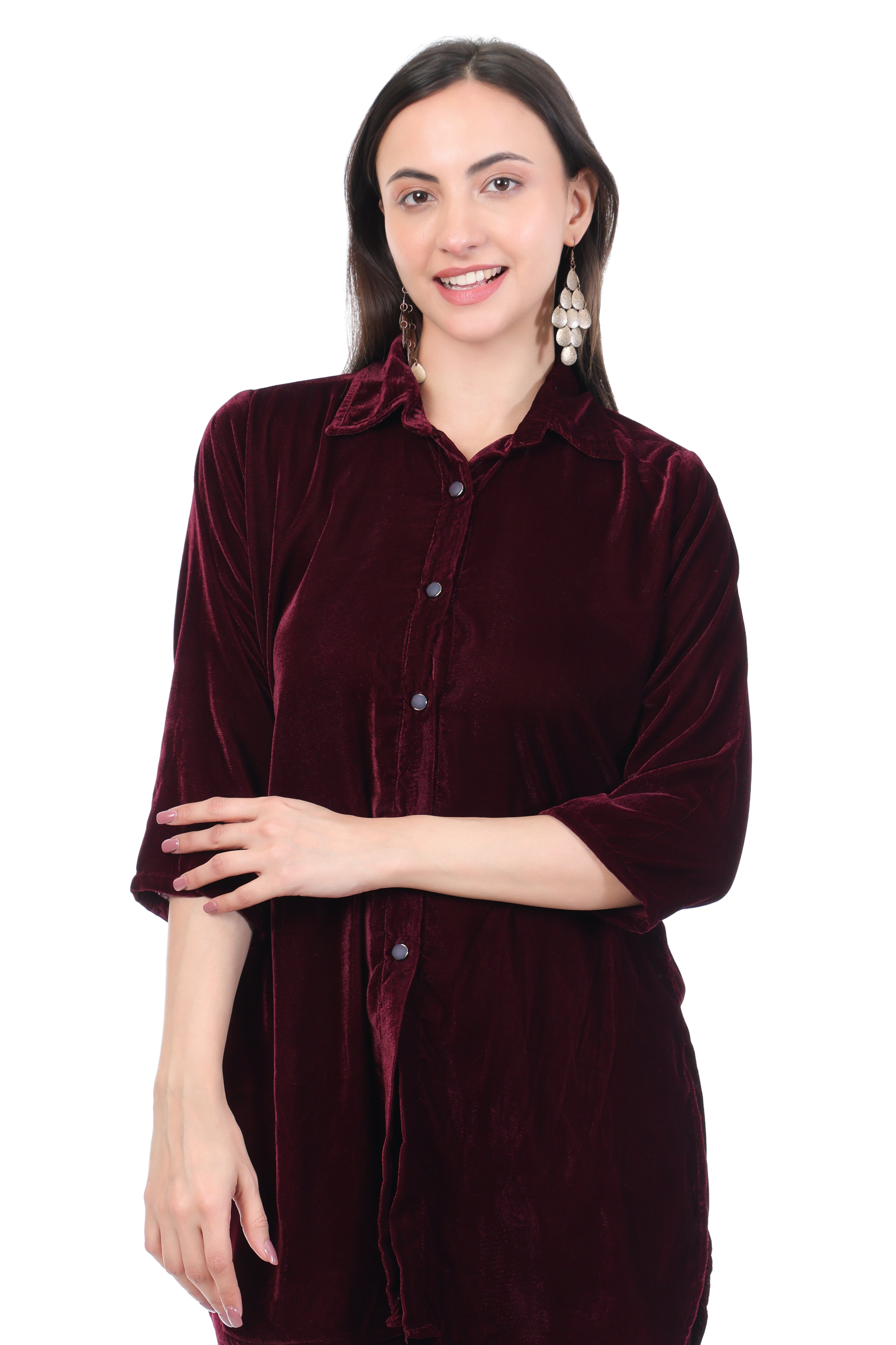 Wine Velvet Relaxing Co-ord Set