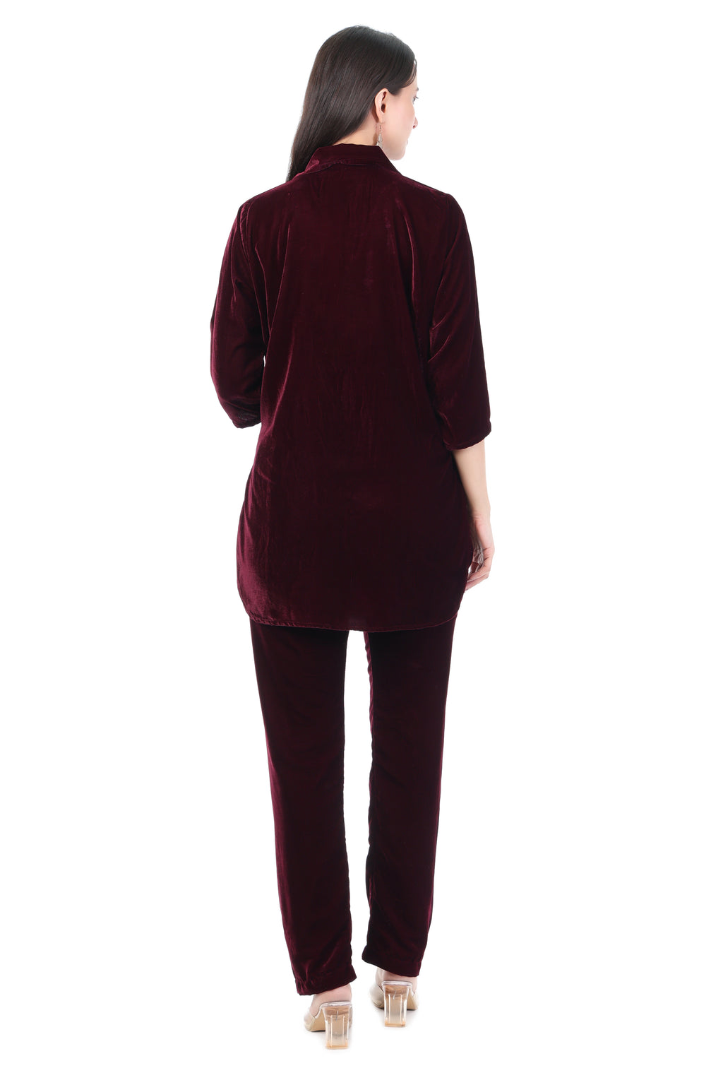 Wine Velvet Relaxing Co-ord Set