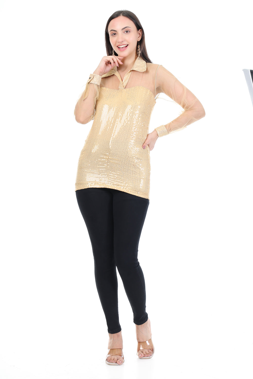 Y2K Retro Style Golden Shirt