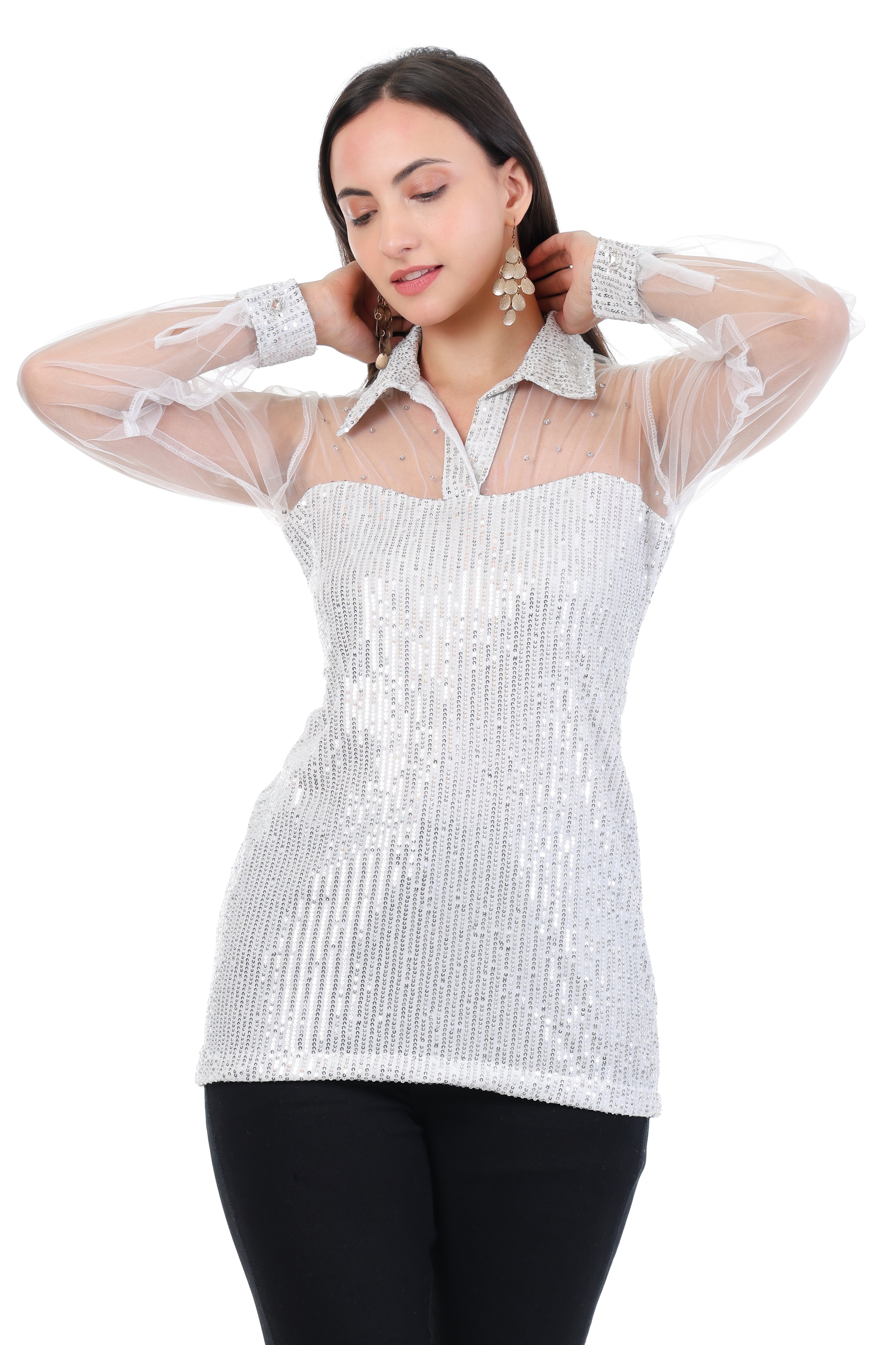 Y2K Retro Style Silver Shirt