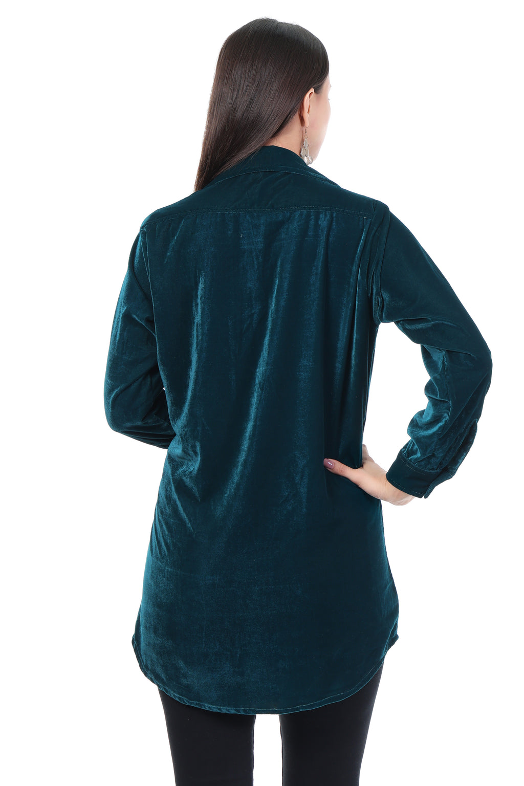 Deep Teal Velvet Tunic