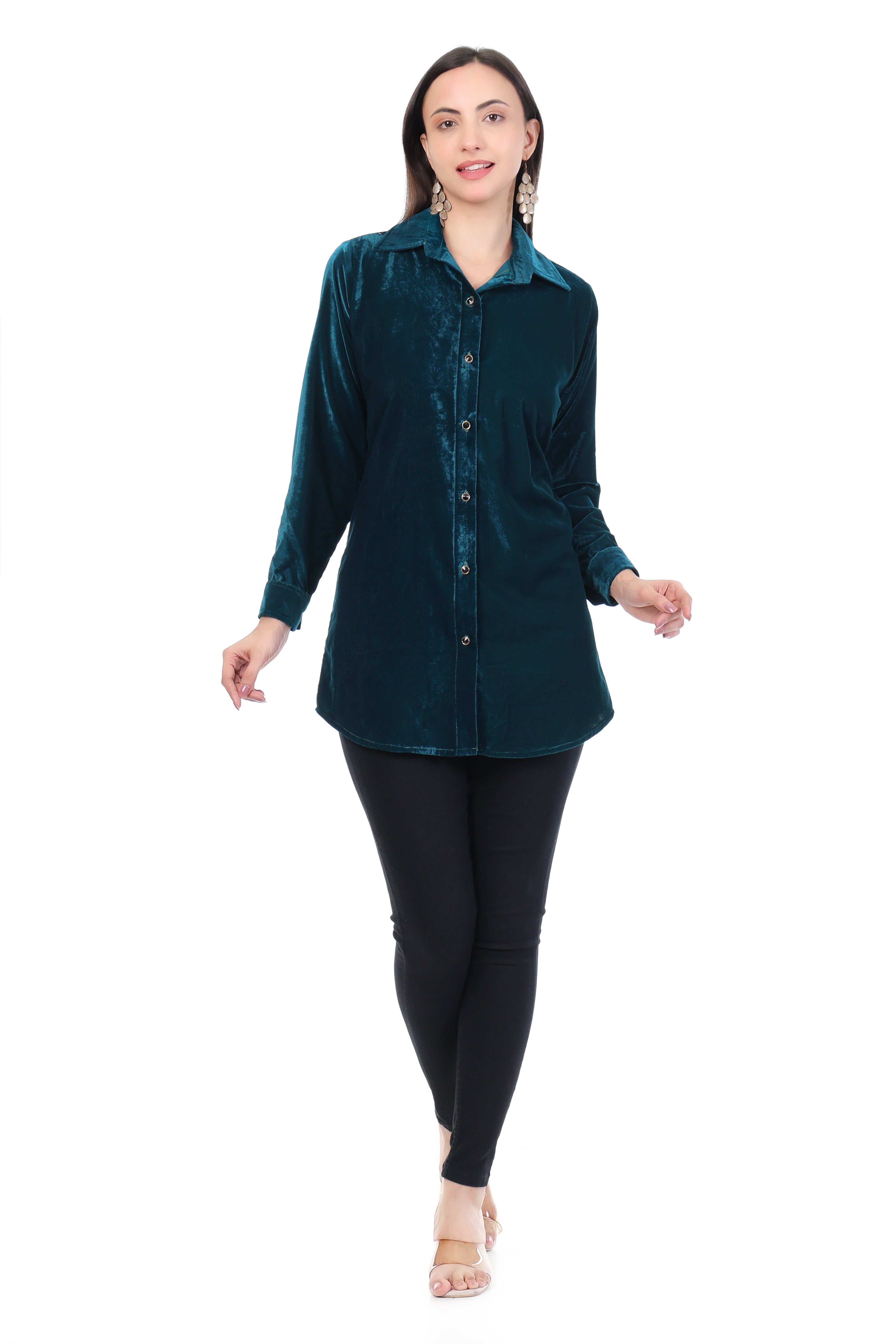 Deep Teal Velvet Tunic