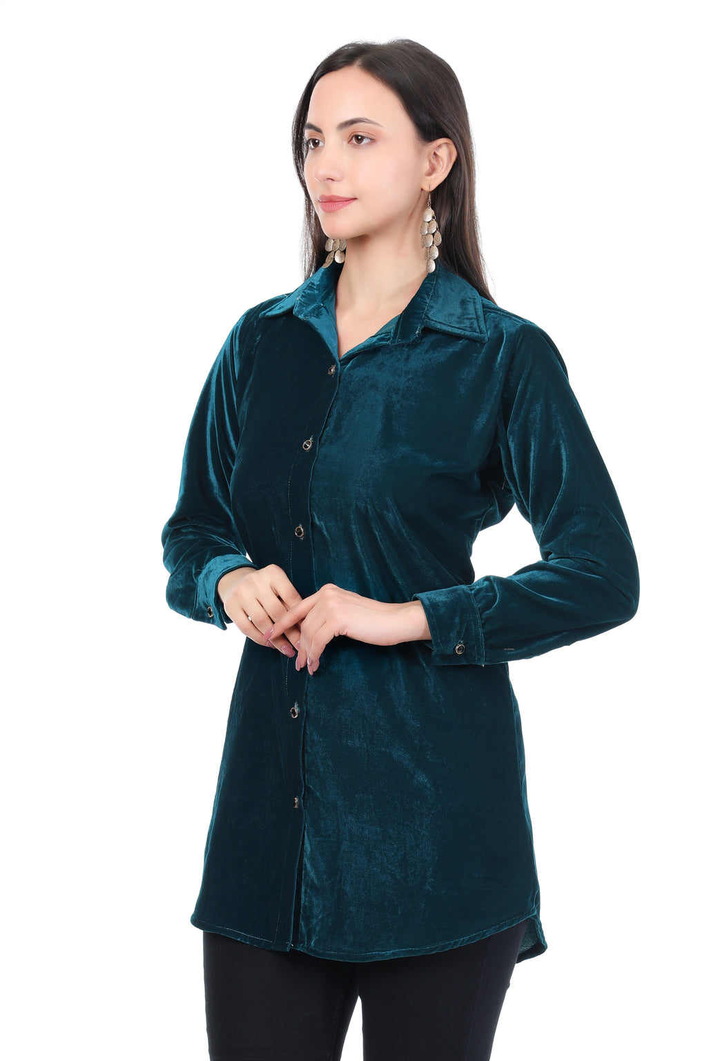 Deep Teal Velvet Tunic