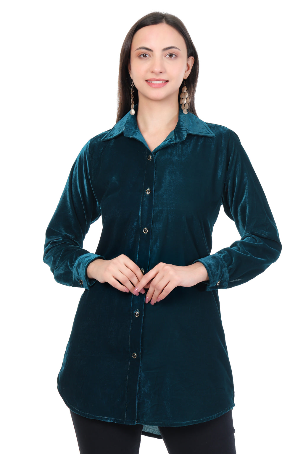 Deep Teal Velvet Tunic
