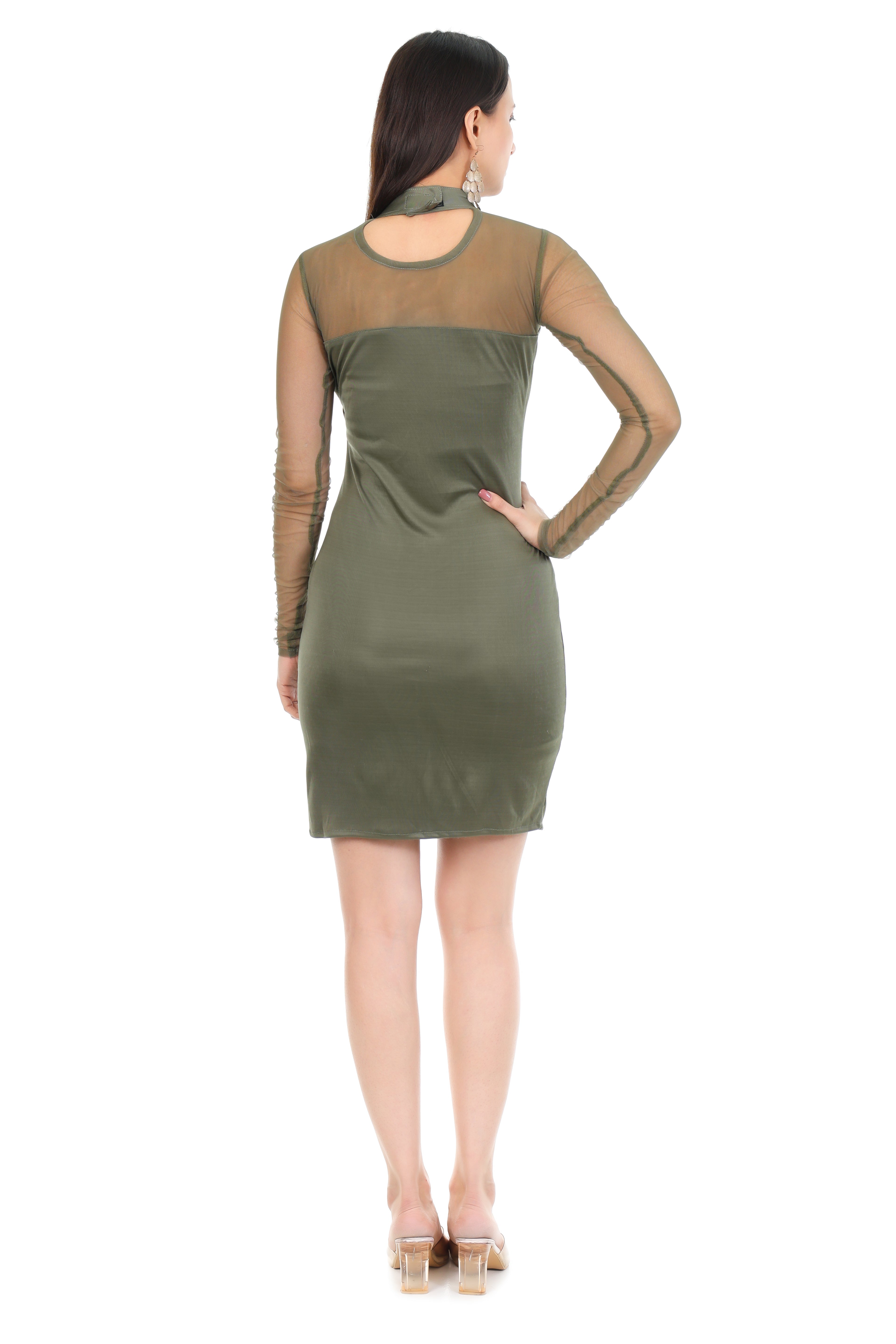 Olive Veil Mini Dress