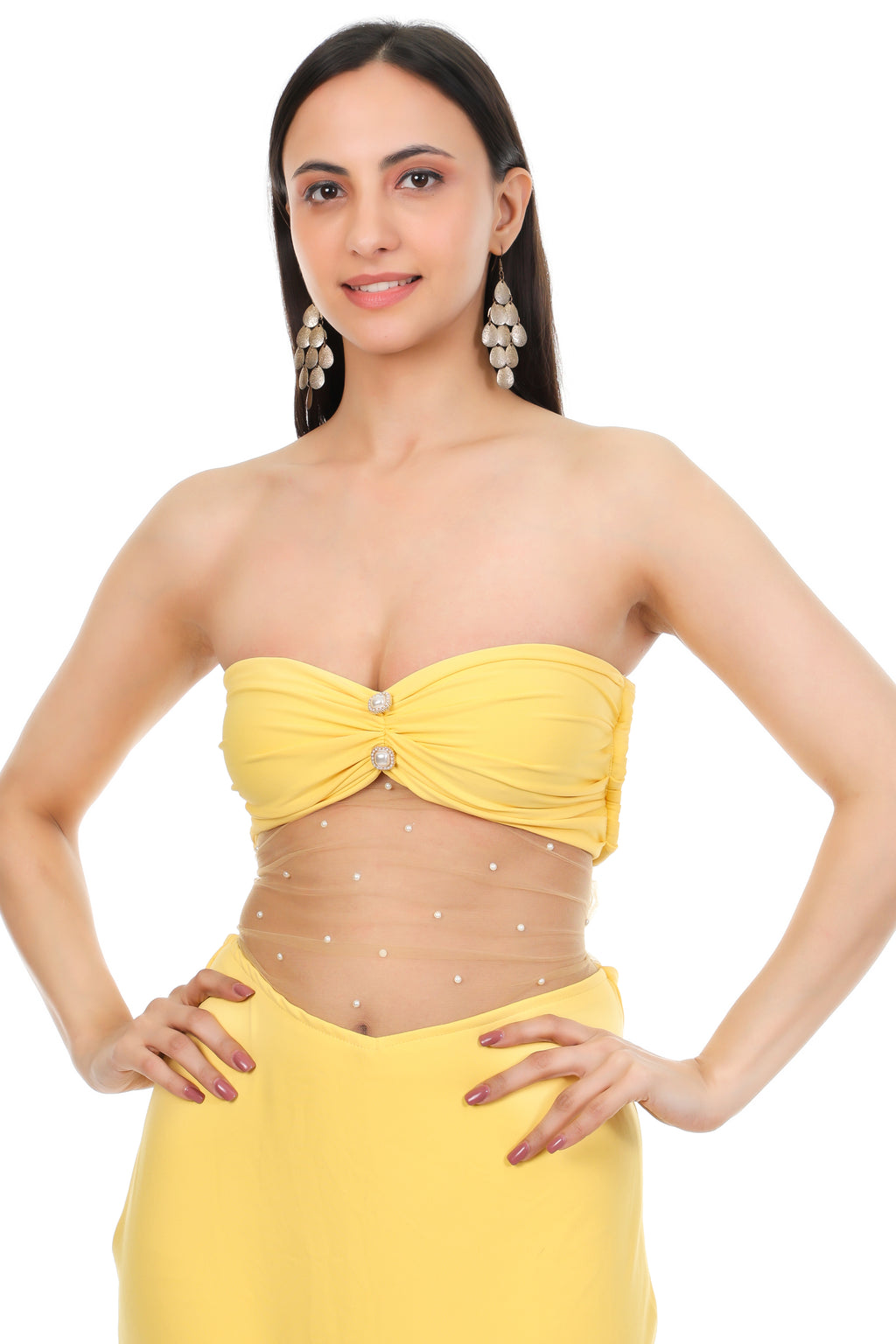 Strapless Embellished Evening Gown