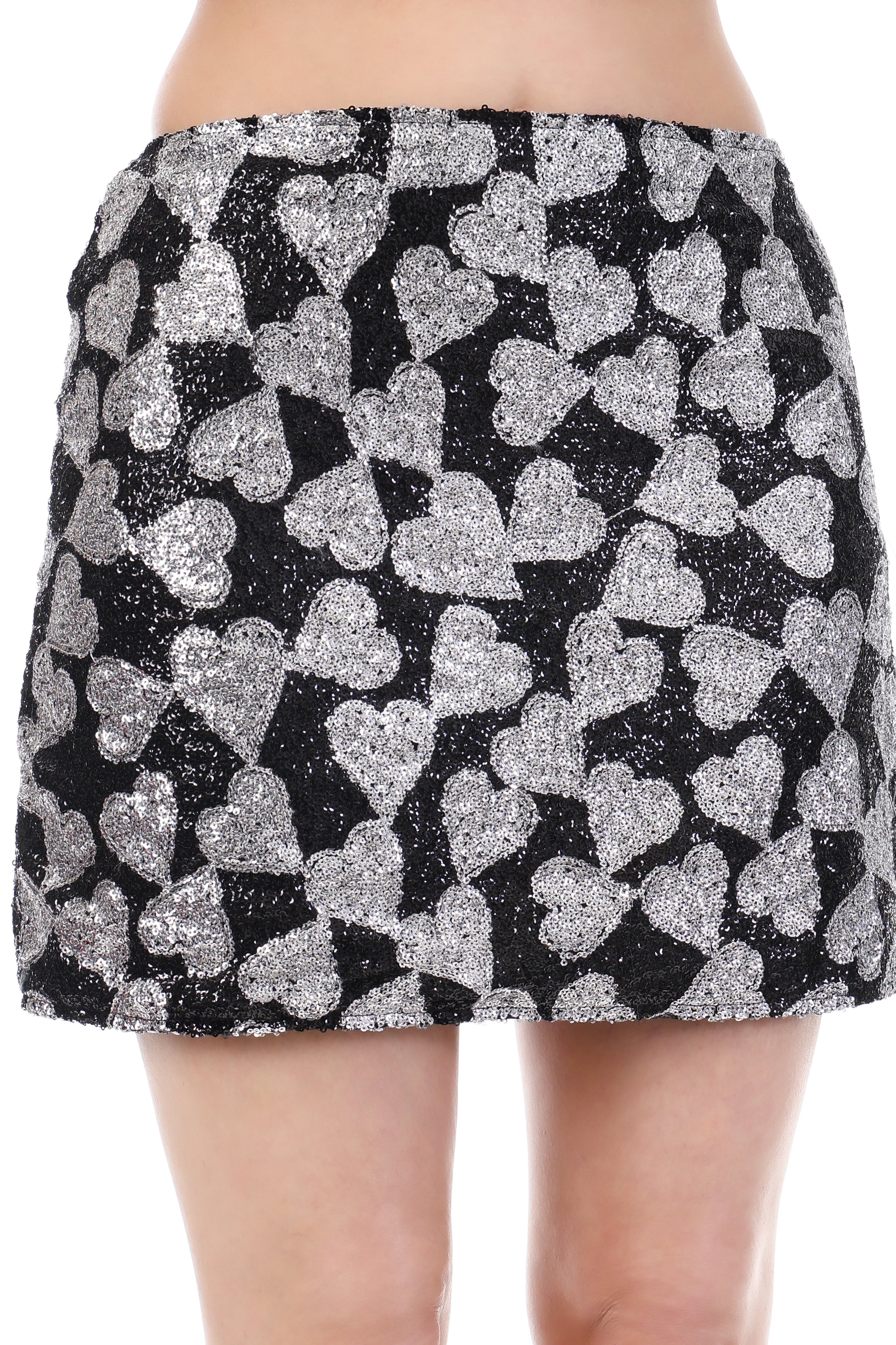 Midnight Hearts Sequin Mini Skirt