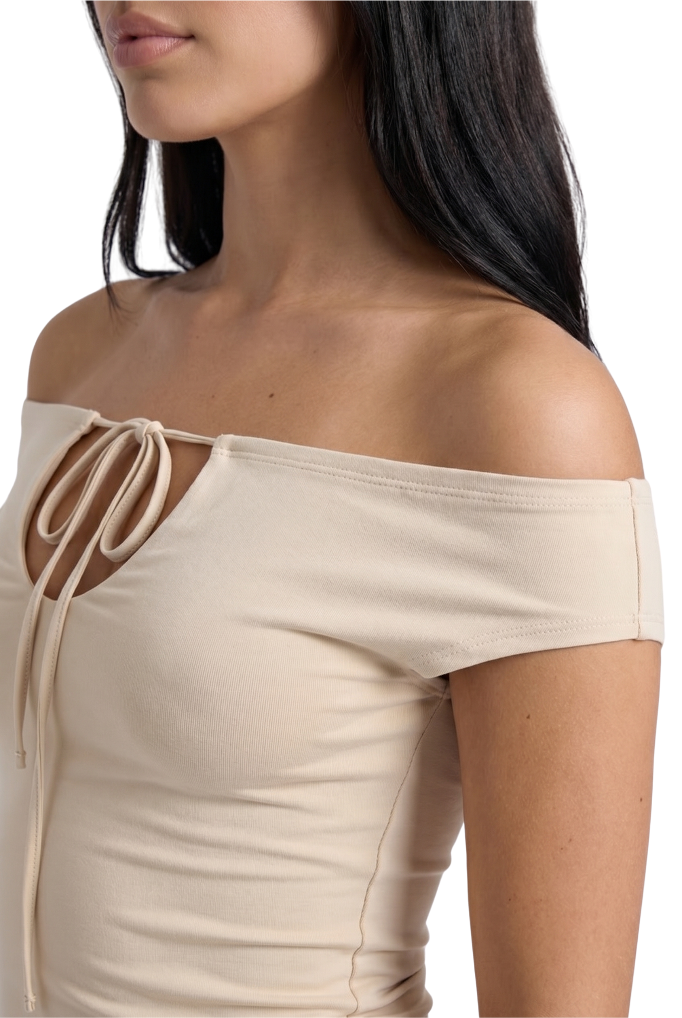 Ivory Muse Off-Shoulder Tie-Up Top