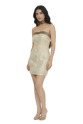 Strapless Cotton Mini Dress with Neck Tie Detail