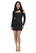 Noir Axis Cut-Out Ruched Mini Dress