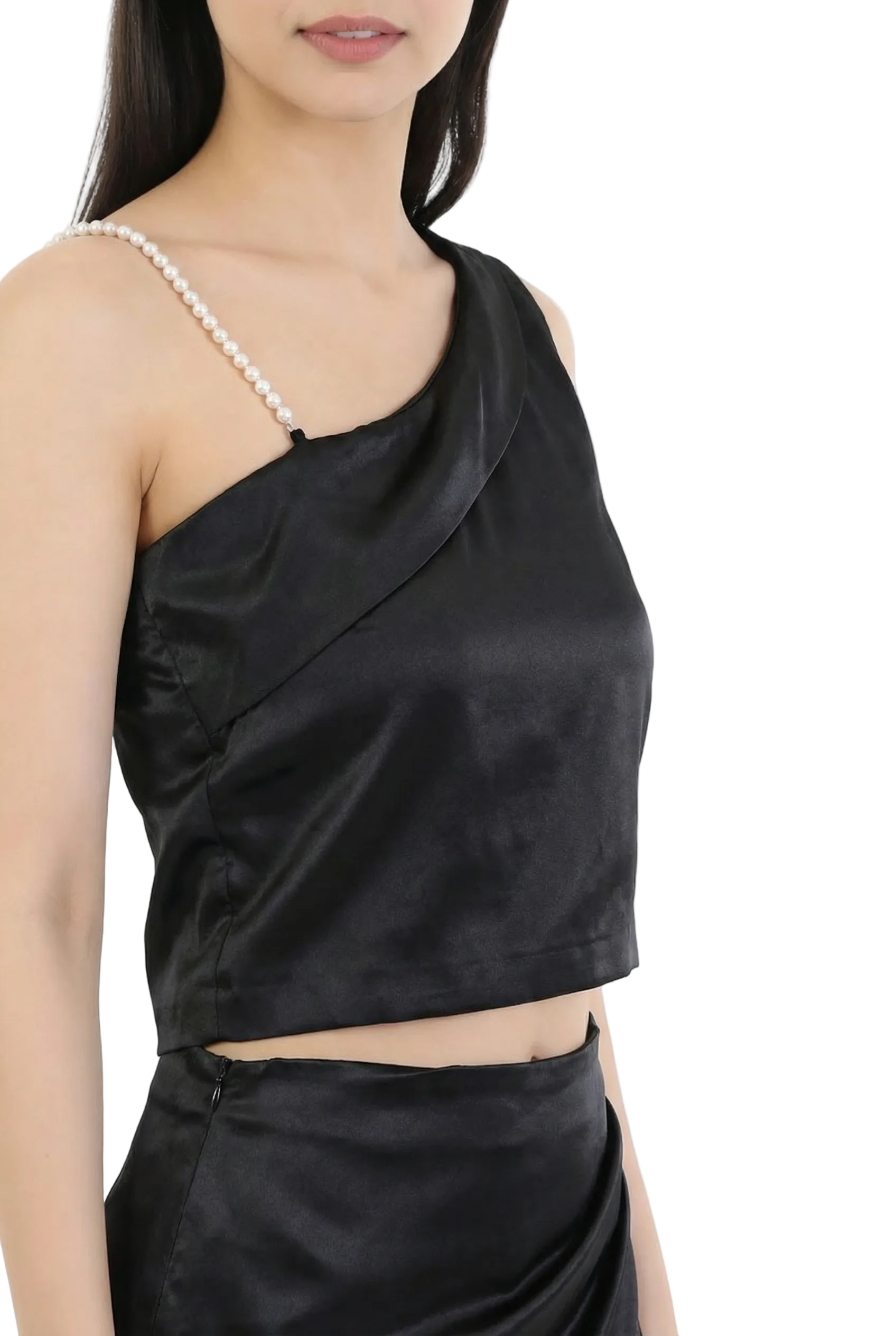 Ice Satin Pearl Shoulder Top