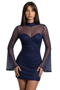 Midnight Blue Sapphire Embellished Mini Dress