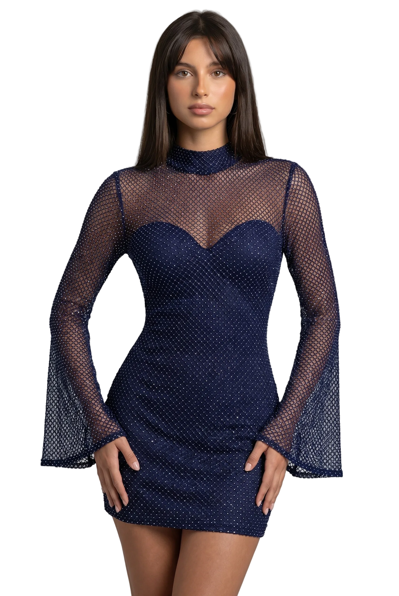 Midnight Blue Sapphire Embellished Mini Dress